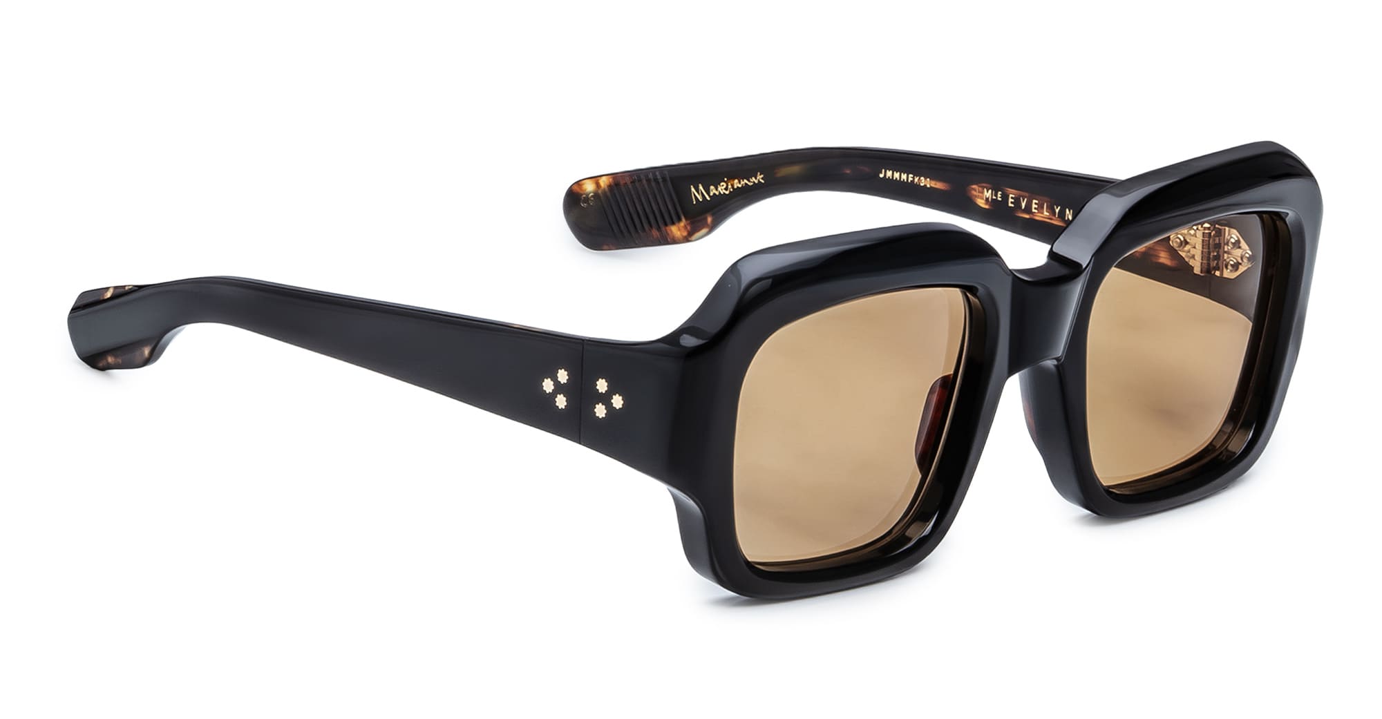 Ottica Mondello Roma - Jacques Marie Mage - JMMMF-K31 - MARIANNE FAITHFULL: EVELYN - MONDAY - Acetate - shape Squared - Black - EYEWEAR - SUNGLASSES - Donna,Women - lens sepia - Made In Japan