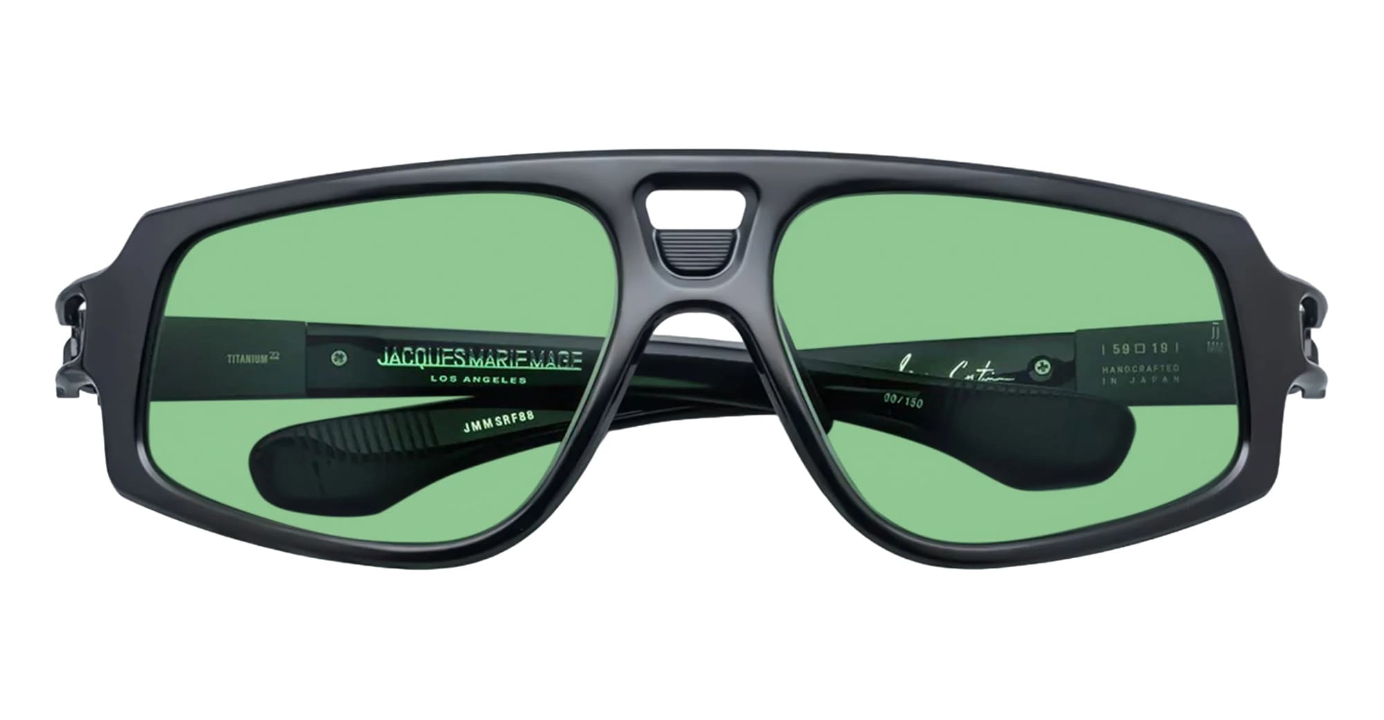 Ottica Mondello Roma - Jacques Marie Mage - JMMSRF-88 - SCARFACE - BLACK - Acetate, titanium - shape Mask - Black - EYEWEAR - SUNGLASSES - Unisex,Uomo,Donna,Women,Men - lens Green - Made In Japan