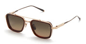 Ottica Mondello Roma - Akoni - AKS-507C-51 - SOLIS - WHITE GOLD / DARK BROWN - Acetate, titanium - shape Navigator - Gold, brown - EYEWEAR - SUNGLASSES - Uomo,Men - lens dark brown - Made In Japan
