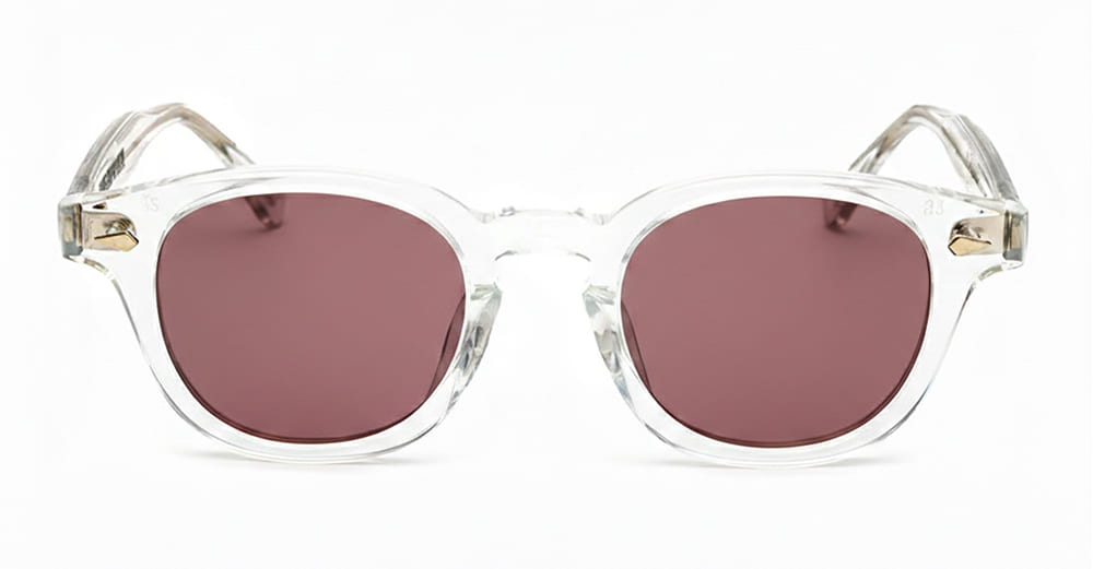 Ottica Mondello Roma - Julius Tart - JTPL-102N-2B-WINE - AR 46X24 - CLEAR CRYSTAL / WINE LENS - Acetate - shape Panto - transparent - EYEWEAR - SUNGLASSES - Unisex,Uomo,Donna,Women,Men - lens red - Made In Japan