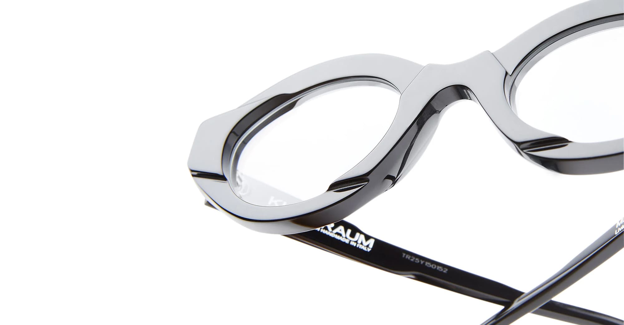 Ottica Mondello Roma - Kuboraum - KROK44BS000000OP - MASK K44 BS - BLACK SHINE RX - Acetate - shape Cat-eye - Black - EYEWEAR - EYEGLASSES - Unisex,Uomo,Donna,Women,Men - lens Clear - Made In Italy