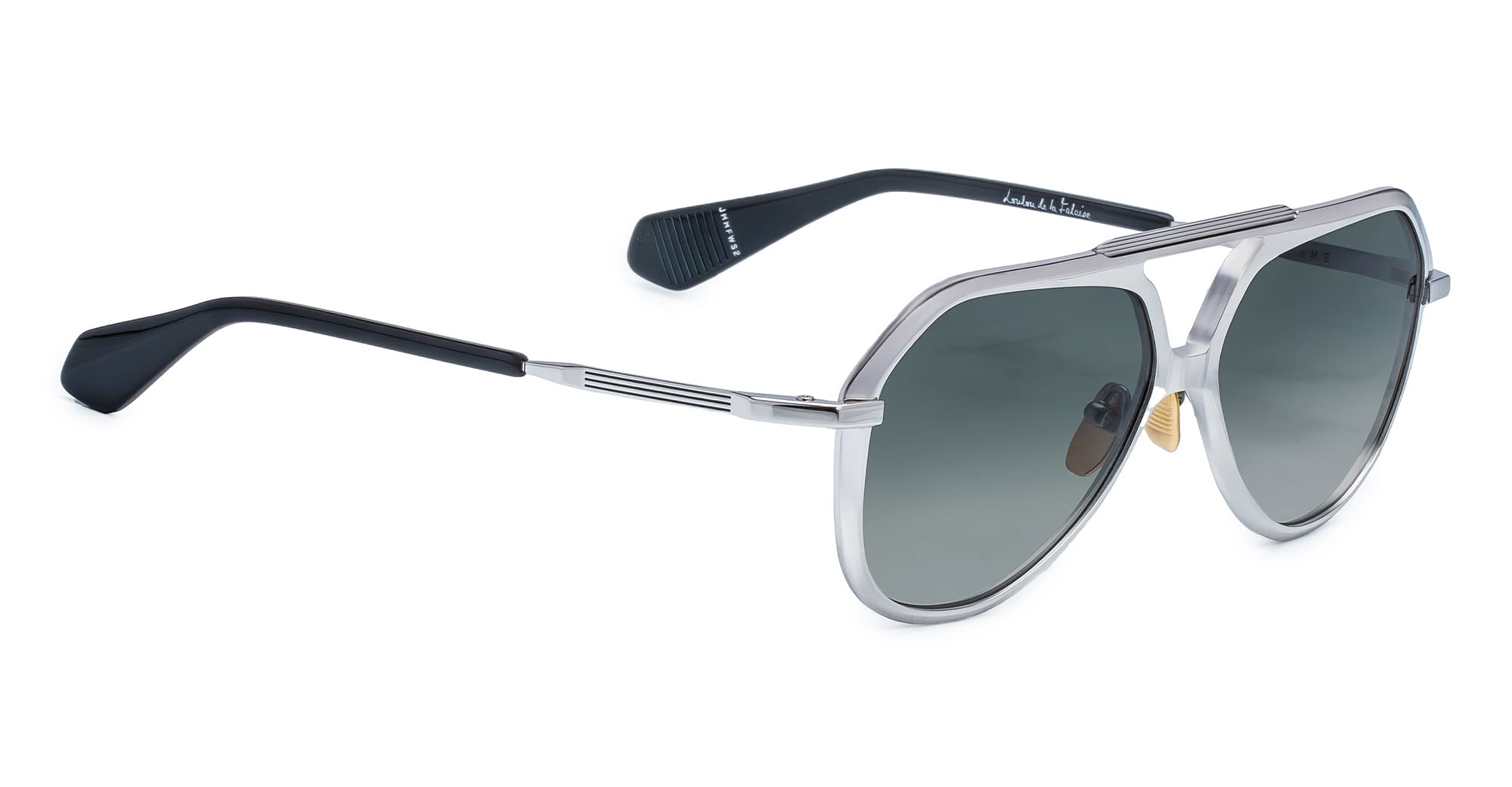 Ottica Mondello Roma - Jacques Marie Mage - JMMFW-S2 - MAXIME - HARLEM - Acetate, titanium - shape Aviator - silver, black - EYEWEAR - SUNGLASSES - Unisex,Uomo,Donna,Women,Men - lens Gradient green - Made In Japan