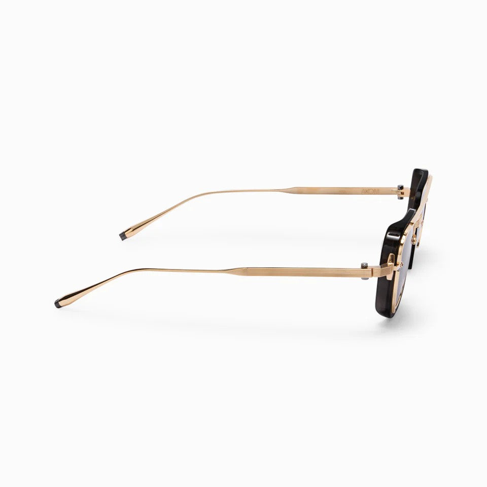 Ottica Mondello Roma - Akoni - AKS-537A-49 - JURA - CRYSTAL BLACK - titanium, acetate - shape Squared - Black, gold - EYEWEAR - SUNGLASSES - Unisex,Uomo,Donna,Women,Men - lens Grey - Made In Japan