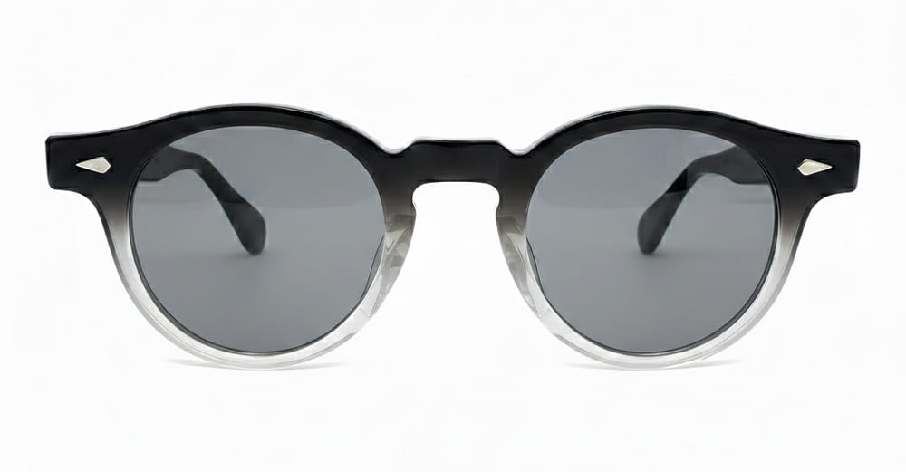 Ottica Mondello Roma - Julius Tart - JTPL-128B-2B-GR-56 - HAROLD 47/24 - BLACK CLEAR FADE / LIGHT GREY LENS - Acetate - shape Panto - Black - EYEWEAR - SUNGLASSES - Unisex,Uomo,Donna,Women,Men - lens Grey - Made In Japan