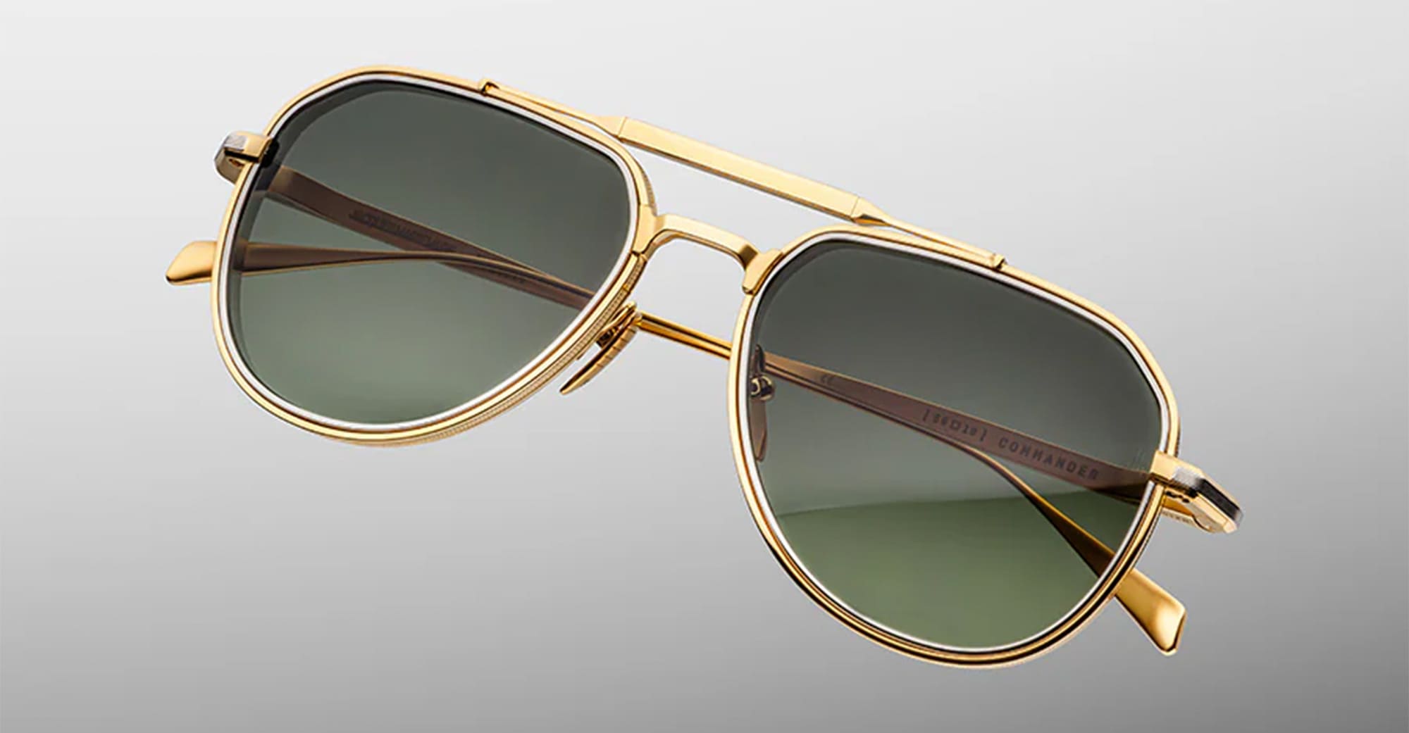 Ottica Mondello Roma - Jacques Marie Mage - JMMMD-12M - COMMANDER - MUSKET - Titanium - shape Pilot - Gold - EYEWEAR - SUNGLASSES - Unisex,Uomo,Donna,Women,Men - lens Green - Made In Japan