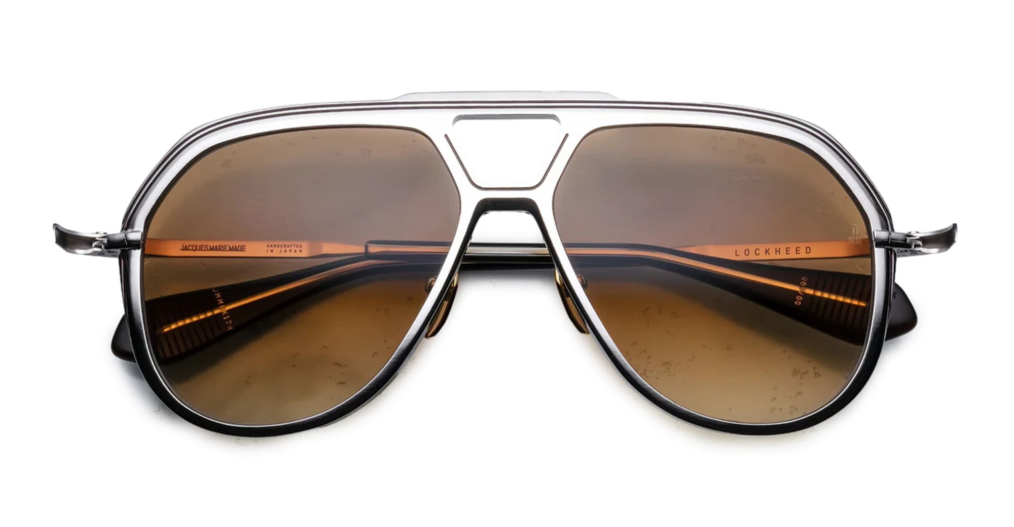Ottica Mondello Roma - Jacques Marie Mage - JMMEK-17K - LOCKHEED - AUTUMN - Titanium - shape Aviator - Silver - EYEWEAR - SUNGLASSES - Uomo,Men - lens Gradient brown - Made In Japan