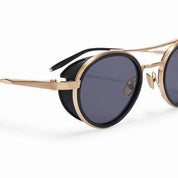 Ottica Mondello Roma - Akoni - AKS-532A-48 - ASTRIA - MATTE BLACK - Titanium - shape Round - Black - EYEWEAR - SUNGLASSES - Unisex,Uomo,Donna,Women,Men - lens Grey - Made In Japan
