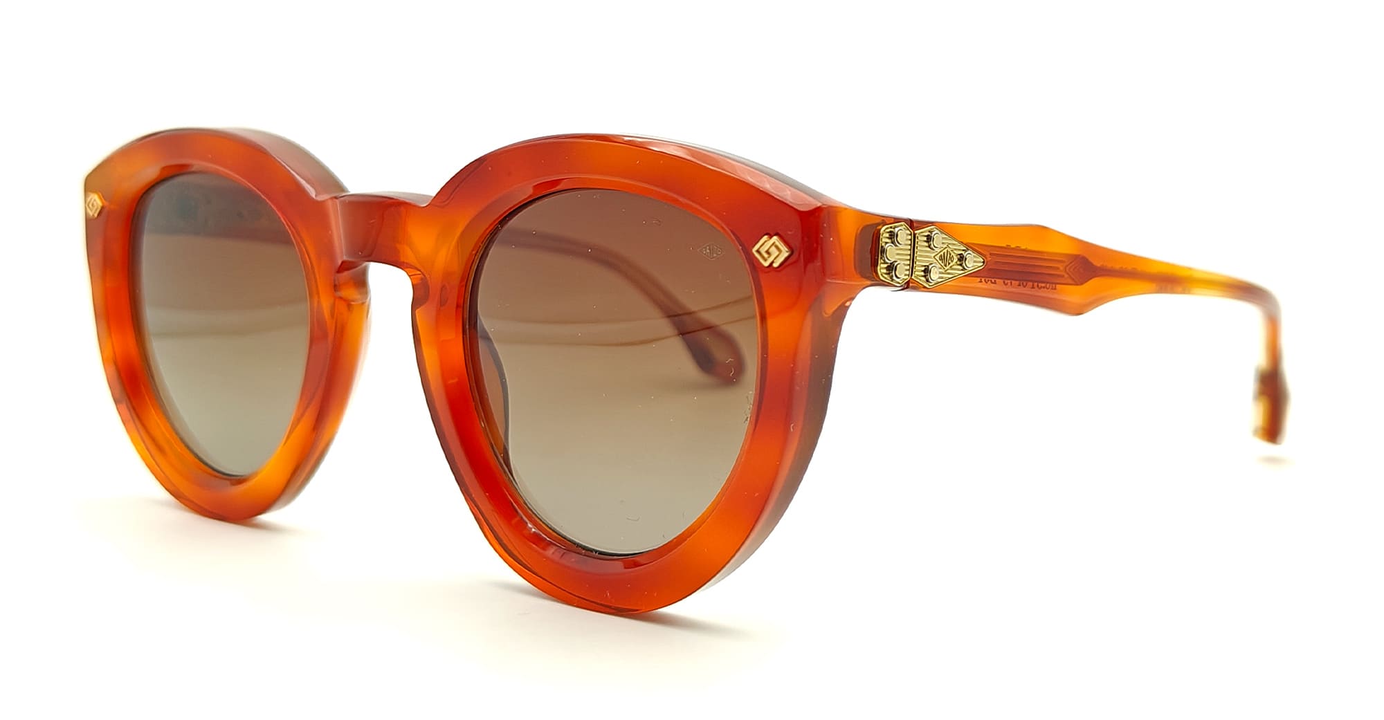 Ottica Mondello Roma - Daizo - A-CR001e-HL1-RG01 - ADI - HAVANA LIGHT / 18k gold plated - Acetate, titanium - shape Panto - Black - EYEWEAR - SUNGLASSES - Unisex,Uomo,Donna,Women,Men - lens Gradient brown - Made In Japan