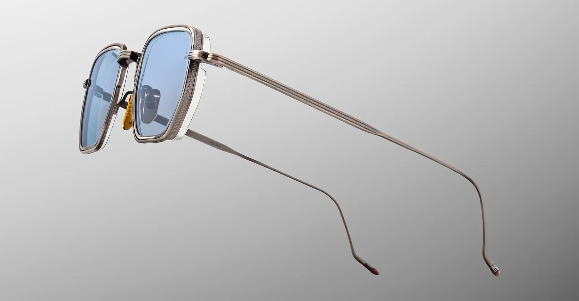 Ottica Mondello Roma - Jacques Marie Mage - JMMTK-2H - ATKINS - ANTIQUE SILVER - Titanium - shape Squared - Silver - EYEWEAR - SUNGLASSES - Unisex,Uomo,Donna,Women,Men - lens Blue - Made In Japan
