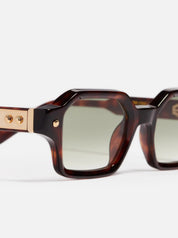 Ottica Mondello Roma - John Dalia - P09-C622 - PROJECT 09 - C622 DARK BROWN TORTOISE / GOLD - Acetate - shape Squared - tortoise, gold - EYEWEAR - SUNGLASSES - Unisex,Uomo,Donna,Women,Men - lens Gradient green - Made In France