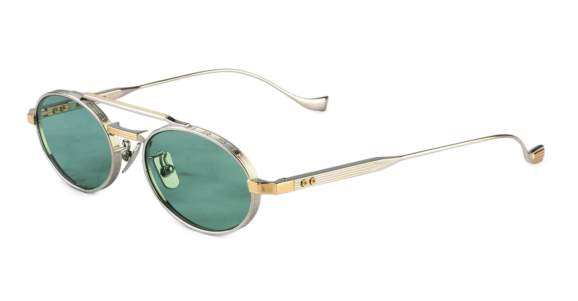 Ottica Mondello Roma - Cutler and Gross - CGST-1427-51-01 - LADBROKE 1427 - SILVER / GOLD - Titanium - shape Oval - silver, gold - EYEWEAR - SUNGLASSES - Unisex,Uomo,Donna,Women,Men - lens Green - Made In Japan