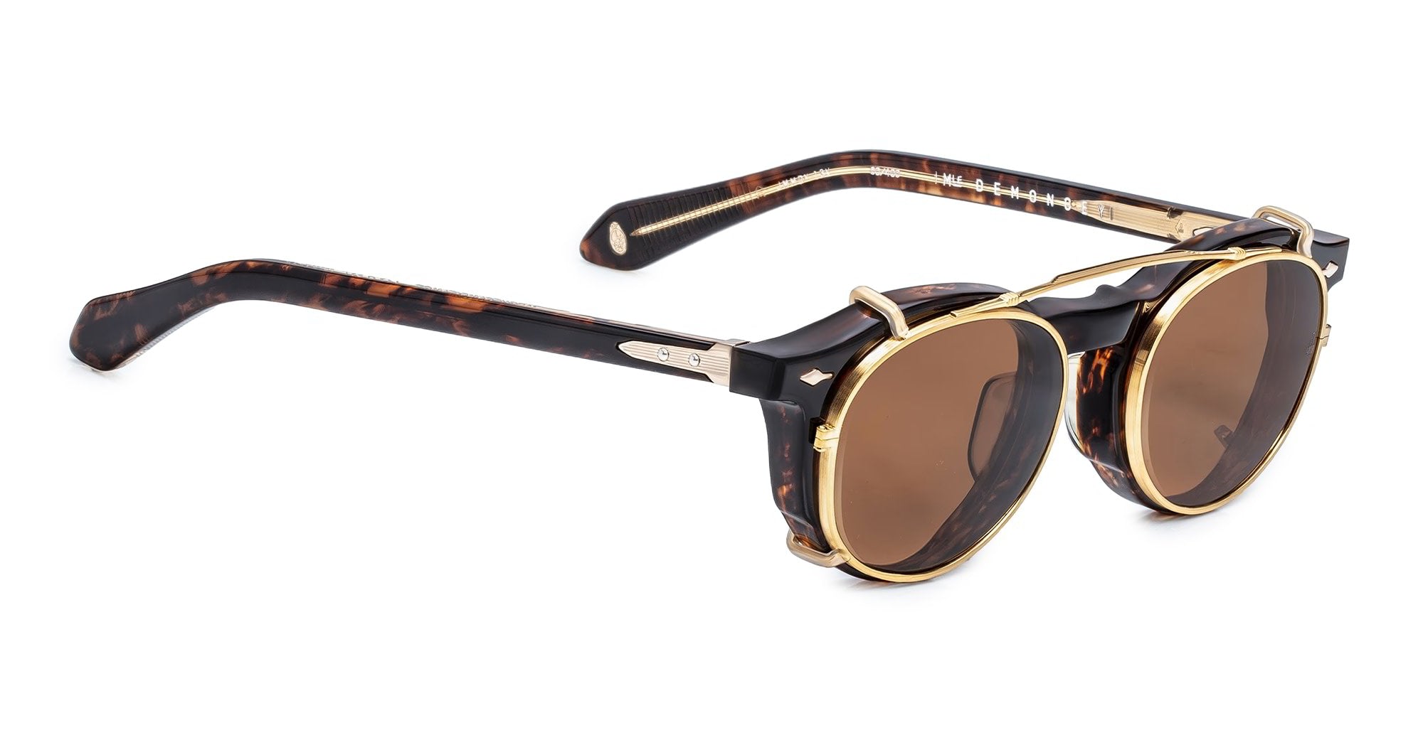 Ottica Mondello Roma - Jacques Marie Mage - JMMDYCP-40 - DEMONCEY CLIP ON - GOLD - Titanium - shape Round - Gold - EYEWEAR - SUNGLASSES - Unisex,Uomo,Donna,Women,Men - lens Brown - Made In Japan