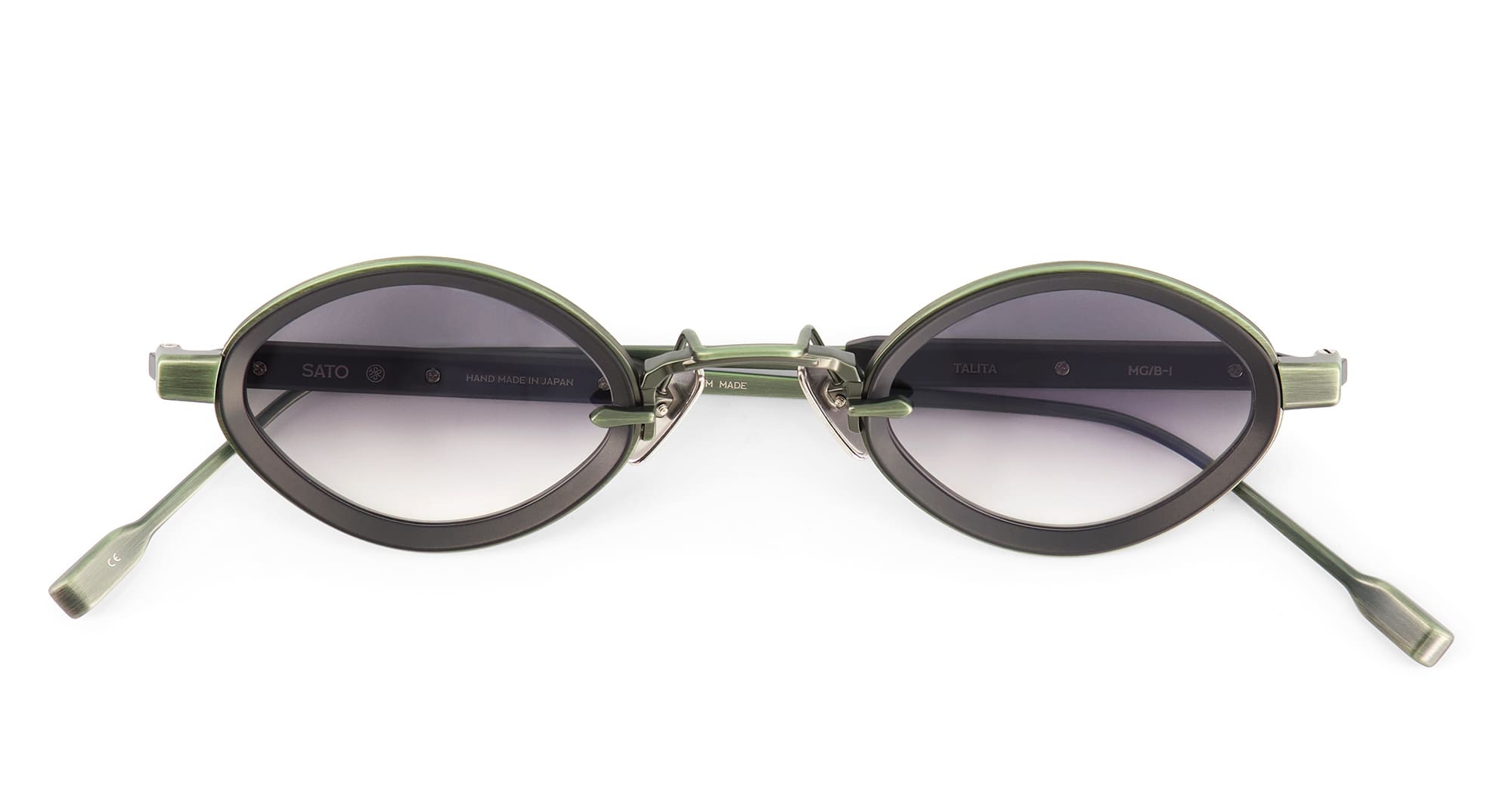 Ottica Mondello Roma - Sato - Talita-MG-B-1 - TALITA - MATT GREEN / MATT BLACK - Acetate, titanium - shape Oval - grey, black - EYEWEAR - SUNGLASSES - Unisex,Uomo,Donna,Women,Men - lens Gradient green - Made In Japan