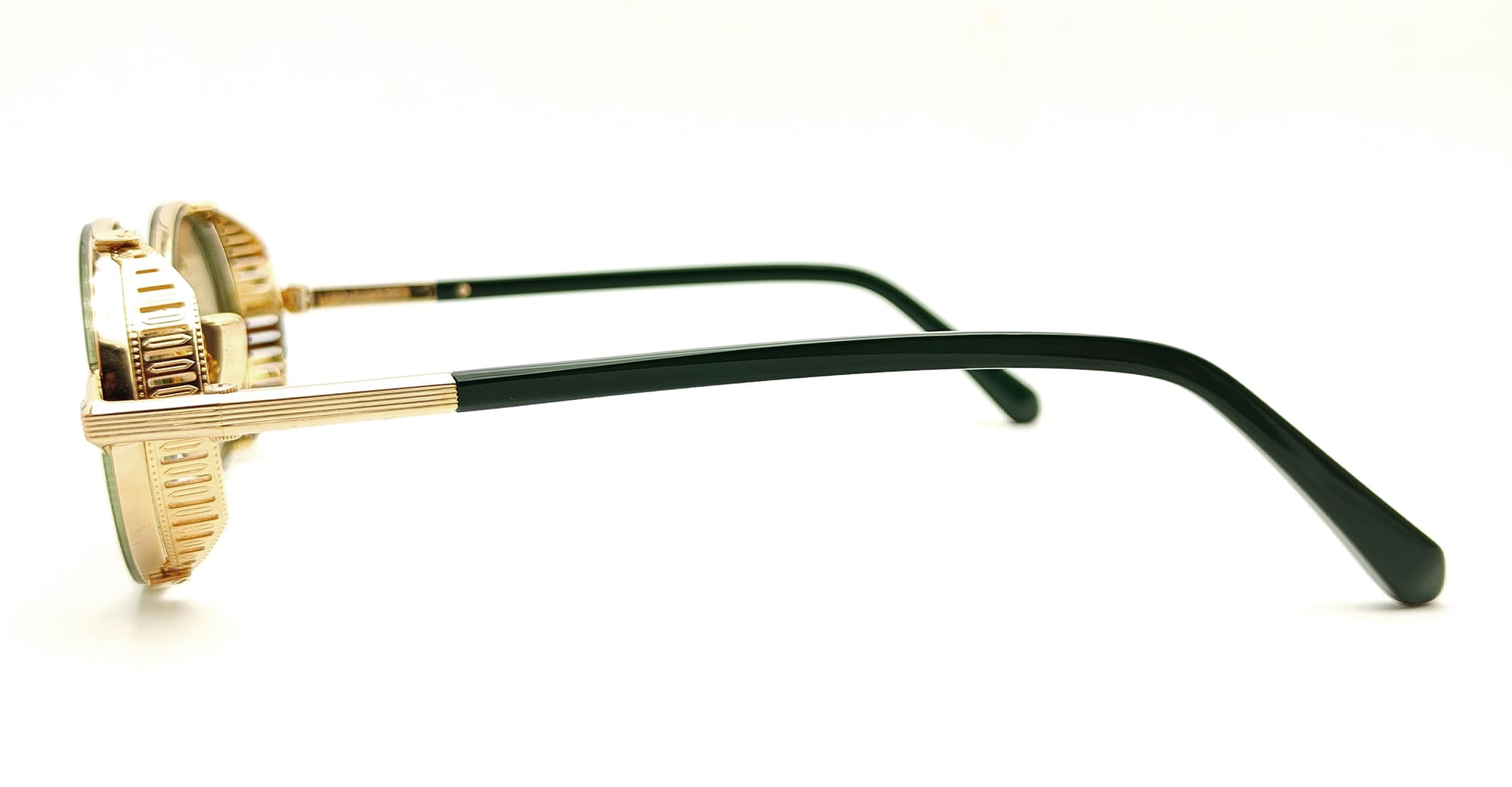 Ottica Mondello Roma - John Dalia - STEVE-C431 - STEVE - C431 YELLOW GOLD / TRANSLUCENT GREEN - Metal - shape Oval - gold, black - EYEWEAR - SUNGLASSES - Unisex,Uomo,Donna,Women,Men - lens Gradient green - Made In France