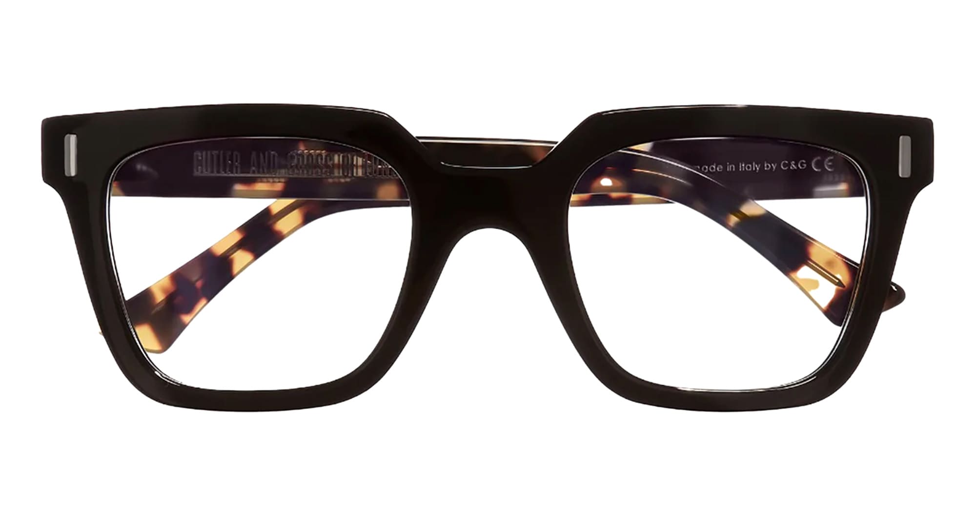 Ottica Mondello Roma - Cutler and Gross - CGOP-1305-51-06 - 1305 - BLACK ON CAMOUFLAGE RX - Acetate - shape Squared - black, tortoise - EYEWEAR - EYEGLASSES - Unisex,Uomo,Donna,Women,Men - lens Clear - Made In Italy