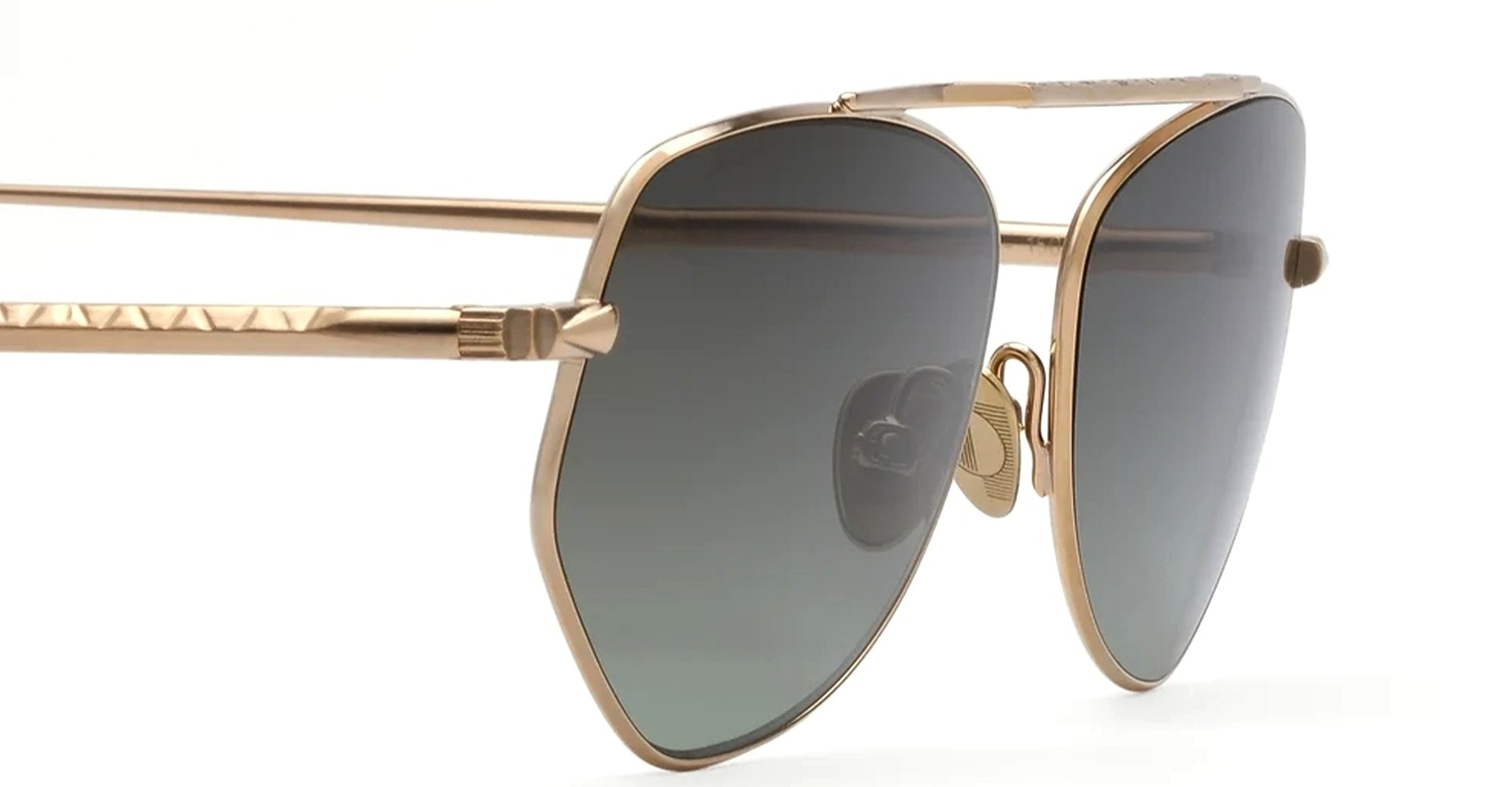 Ottica Mondello Roma - Ahlem - AHL.004038.SUN - Julien - Champagne Brushed / Green Gradient Lens - Metal - shape Pilot - Gold - EYEWEAR - SUNGLASSES - Unisex,Uomo,Donna,Women,Men - lens Gradient green - Made In France