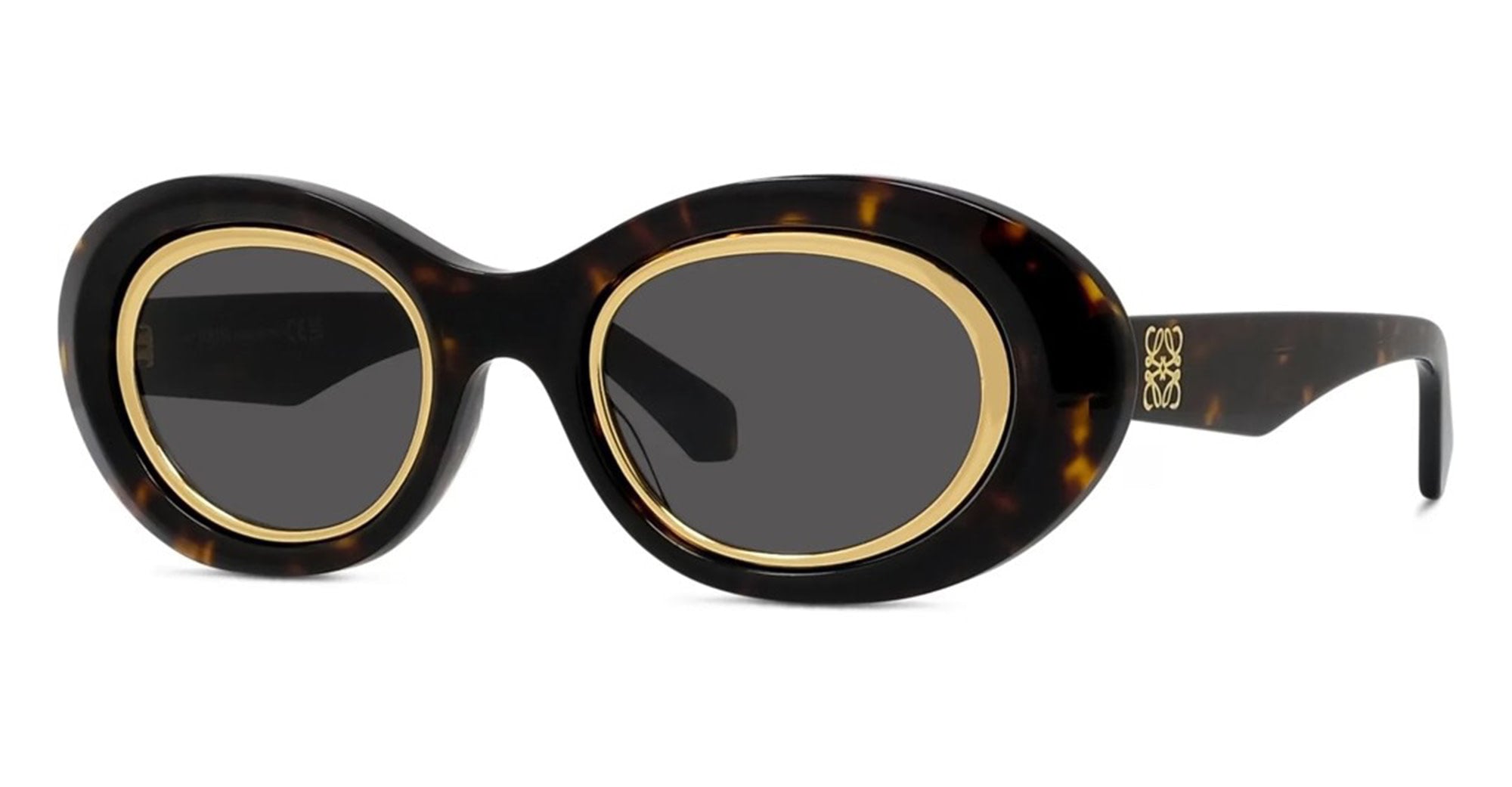 Ottica Mondello Roma - Loewe - LW40190I5452A - ANAGRAM HAVANA OVAL SUNGLASSES - Acetate - shape Oval - Havana - EYEWEAR - SUNGLASSES - Donna,Women - lens Grey - Made In Italy
