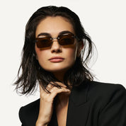 Ottica Mondello Roma - T HENRI - EMC - EVIJA - TRAVERSE - Titanium - shape Rectangular - Black - EYEWEAR - SUNGLASSES - Unisex,Uomo,Donna,Women,Men - lens Brown - Made In Japan