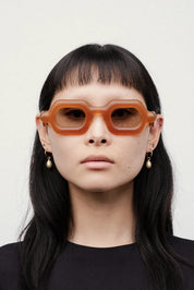 Ottica Mondello Roma - Paloceras - pebble-almond-split-sx - PEBBLE - ALMOND SPLIT SX - Acetate - shape Squared - orange - EYEWEAR - SUNGLASSES - Unisex,Uomo,Donna,Women,Men - lens Gradient green - Made In China