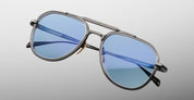 Ottica Mondello Roma - Jacques Marie Mage - JMMMD-2H - COMMANDER - ANTIQUE SILVER - Titanium - shape Pilot - Silver - EYEWEAR - SUNGLASSES - Unisex,Uomo,Donna,Women,Men - lens Blue - Made In Japan