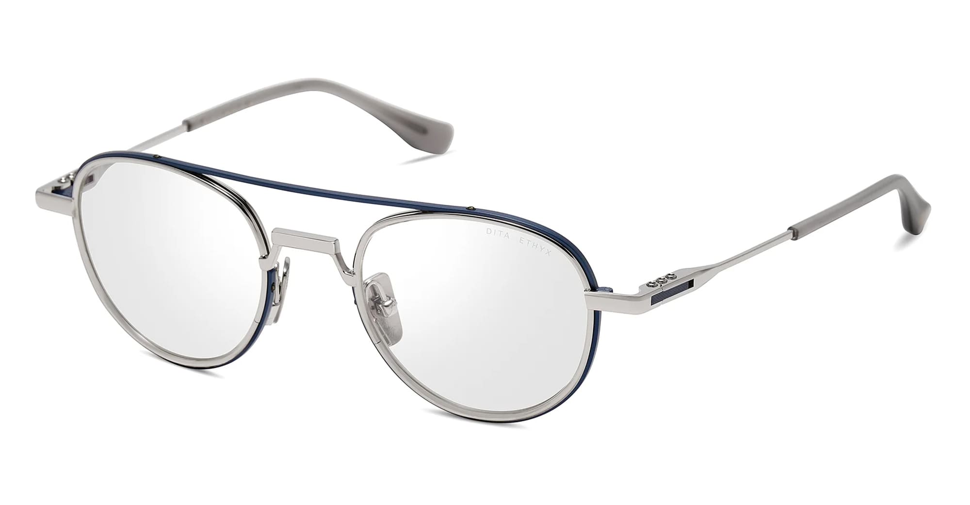  SILVER RX - titanium, acetate - shape Round - Silver, blue - EYEWEAR - EYEGLASSES - Unisex,Uomo,Donna,Women,Men - lens Clear - Made In Japan