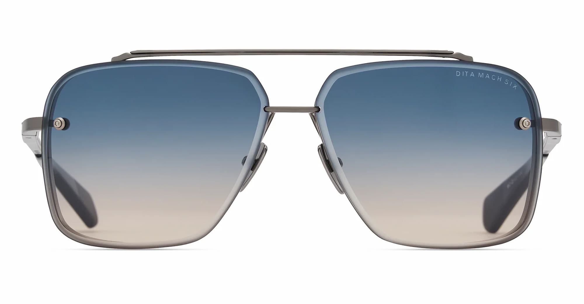 Ottica Mondello Roma - DITA - DTS121-62-08 - MACH-SIX - ANTIQUE SILVER / RAW TITANIUM - Titanium - shape Aviator - Silver - EYEWEAR - SUNGLASSES - Unisex,Uomo,Donna,Women,Men - lens Gradient blue - Made In Japan