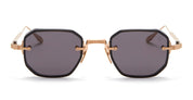Ottica Mondello Roma - Akoni - AKS-307A-47 - JUNO-TWO - BRUSHED WHITE GOLD / BLACK CRYSTAL - Acetate, titanium - shape Octagonal - Gold - EYEWEAR - SUNGLASSES - Uomo,Men - lens Grey - Made In Japan