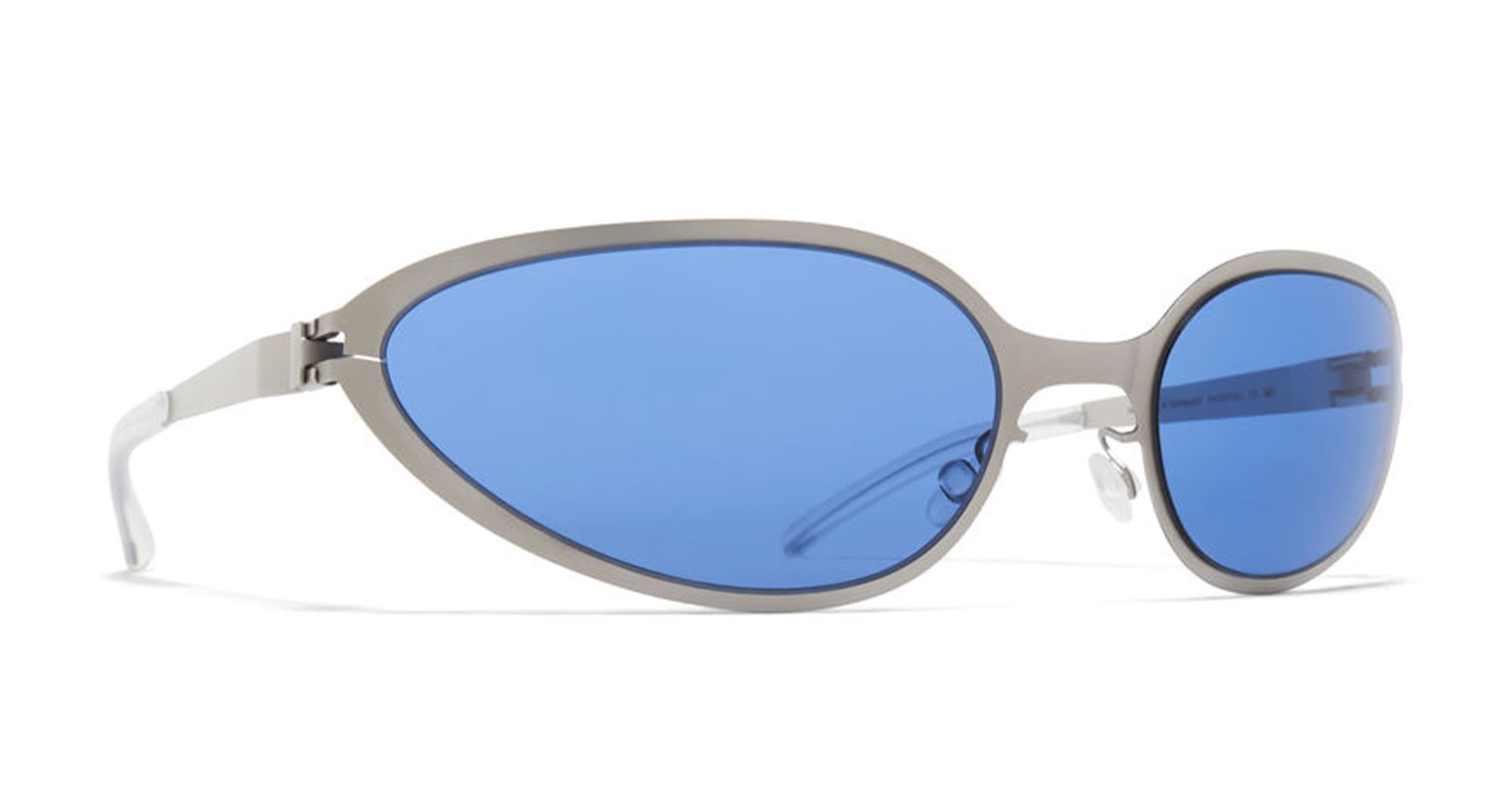 Ottica Mondello Roma - Mykita - 10090219 - BEAR - MATTE SILVER / COBALT SOLID LENS - stainless steel - shape Oval - Silver - EYEWEAR - SUNGLASSES - Unisex,Uomo,Donna,Women,Men - lens  - Made In Germany