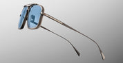 Ottica Mondello Roma - Jacques Marie Mage - JMMER-2H - EARL - ANTIQUE SILVER - Titanium - shape Navigator - Silver - EYEWEAR - SUNGLASSES - Unisex,Uomo,Donna,Women,Men - lens Blue - Made In Japan