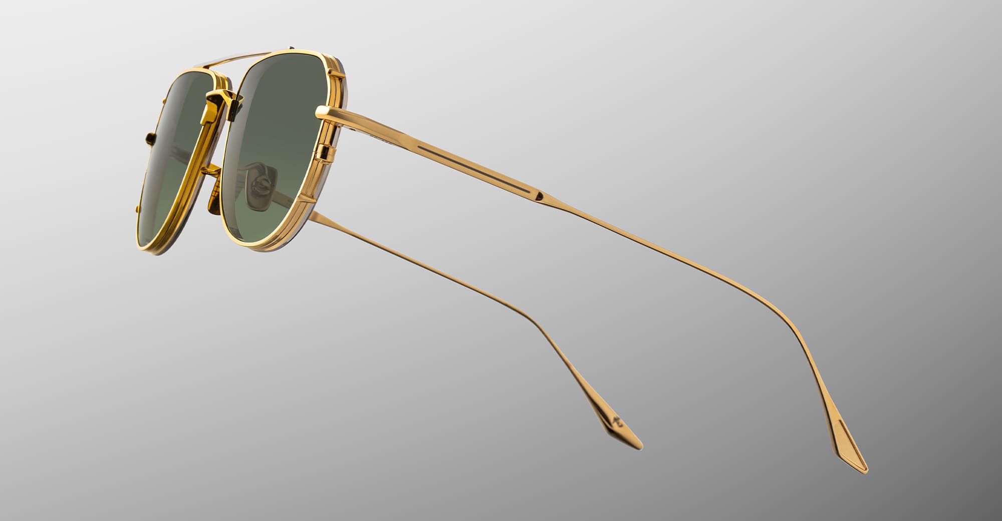 Ottica Mondello Roma - Jacques Marie Mage - JMMCEN-12M - CENDRAS - MUSKET - Titanium - shape Pilot - Gold - EYEWEAR - SUNGLASSES - Unisex,Uomo,Donna,Women,Men - lens Green - Made In Japan