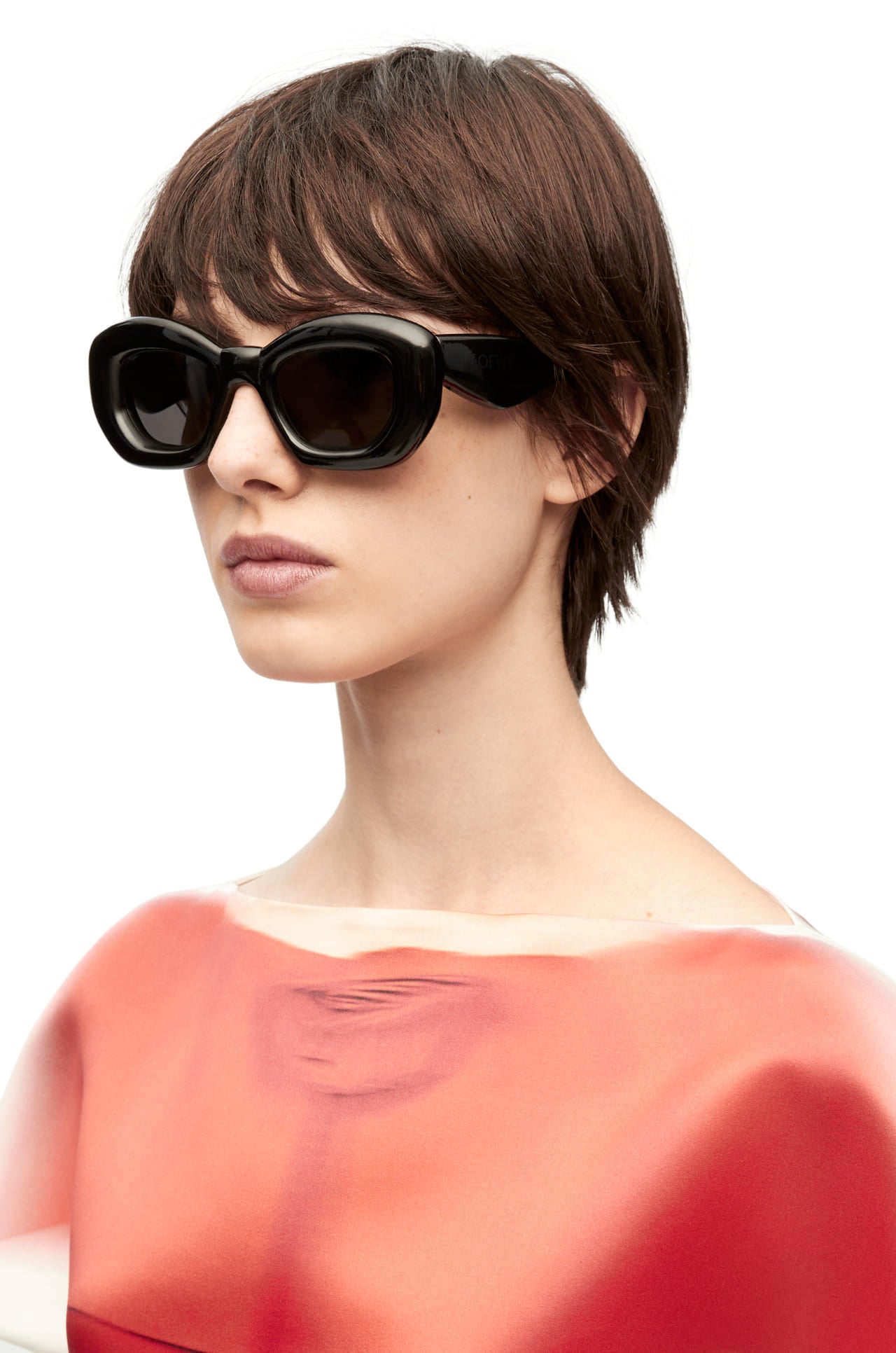 Inflated black cat eye sunglasses