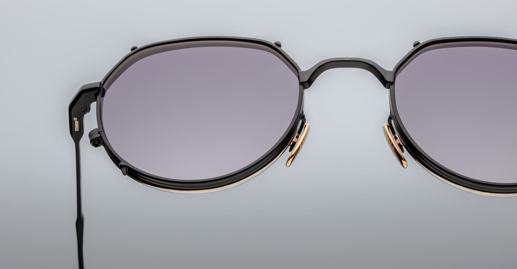 Ottica Mondello Roma - Jacques Marie Mage - JMMTN-12K - HARTANA - BLACKBERRY  - Titanium - shape Round - Black - EYEWEAR - EYEGLASSES - Uomo,Men - lens purple gradient - Made In Japan