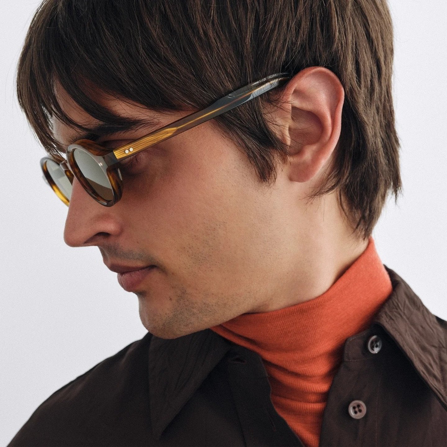 Ottica Mondello Roma - Cutler and Gross - CGSN-GR13-49-02 - GR13 - MUSTARD HAVANA - Acetate - shape Oval - brown - EYEWEAR - SUNGLASSES - Unisex,Uomo,Donna,Women,Men - lens Green - Made In Italy