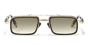 Ottica Mondello Roma - John Dalia - DANE-C409 - DANE - C409 Shiny Black / Yellow Gold / Platine  - titanium, acetate - shape Rectangular - gold, black - EYEWEAR - SUNGLASSES - Unisex,Uomo,Donna,Women,Men - lens Gradient green - Made In France