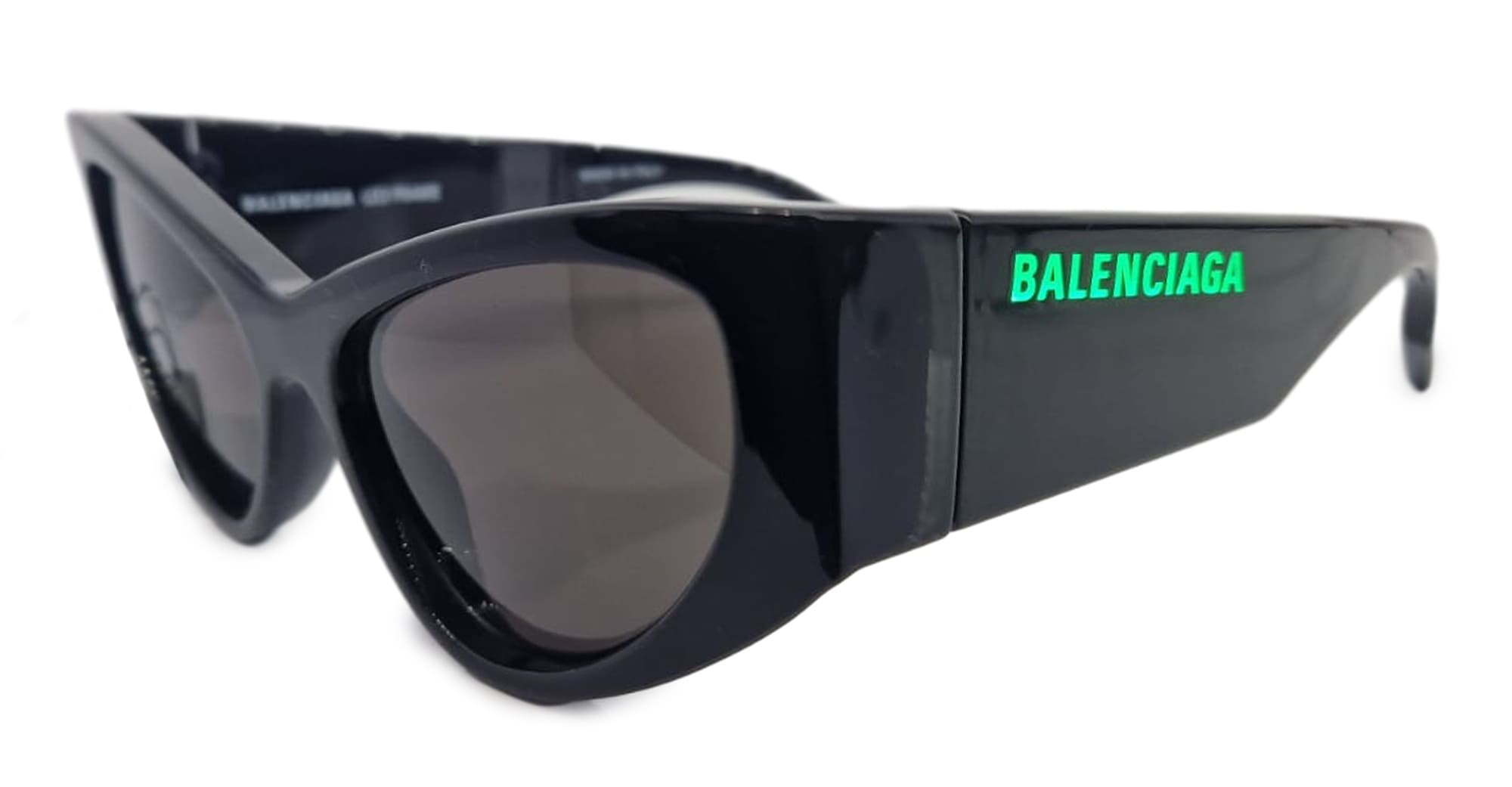 Ottica Mondello Roma - Balenciaga - BB0300S-001 - BB0300S-001 - BLACK / GREEN LED - Acetate - shape  - Black - EYEWEAR - SUNGLASSES - Unisex,Uomo,Donna,Women,Men - lens  - Made In Italy