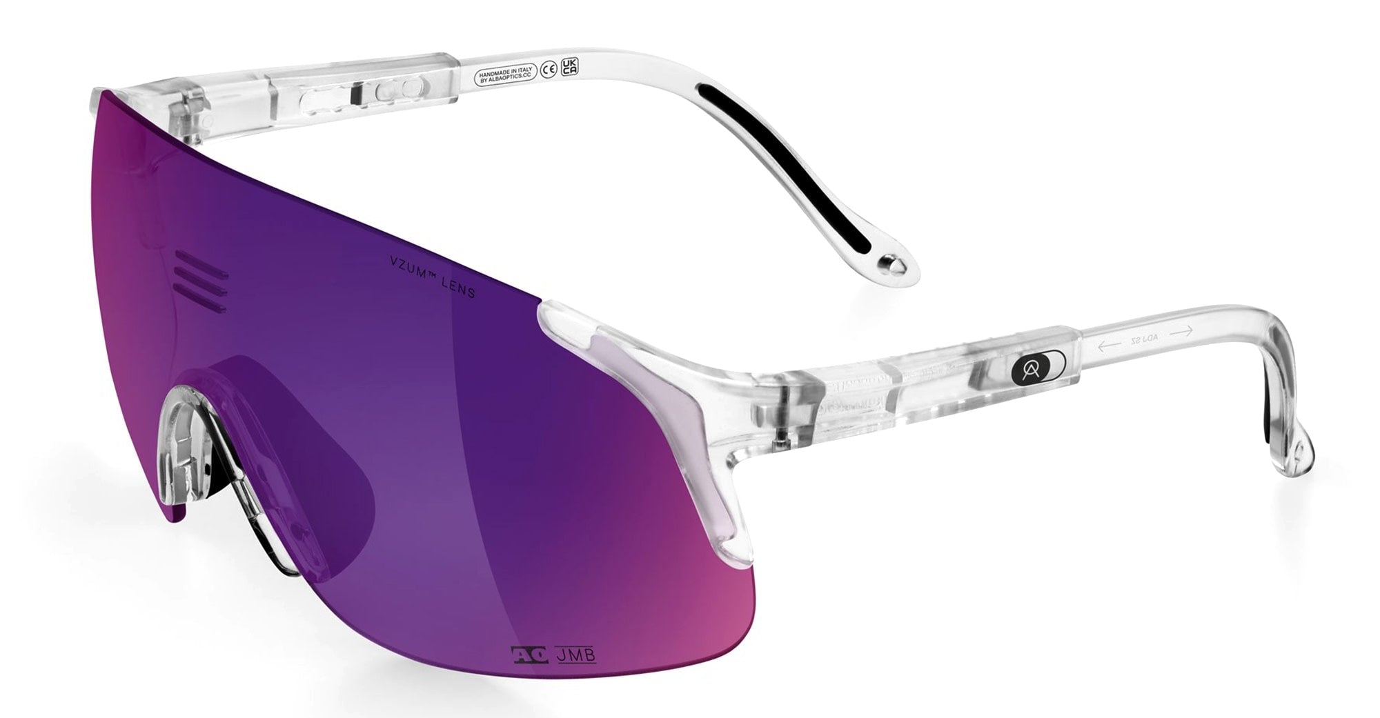  VZUM PLASMA - Tr90 - shape Mask - Crystal - EYEWEAR - SUNGLASSES - Unisex,Uomo,Donna,Women,Men - lens purple - Made In Italy