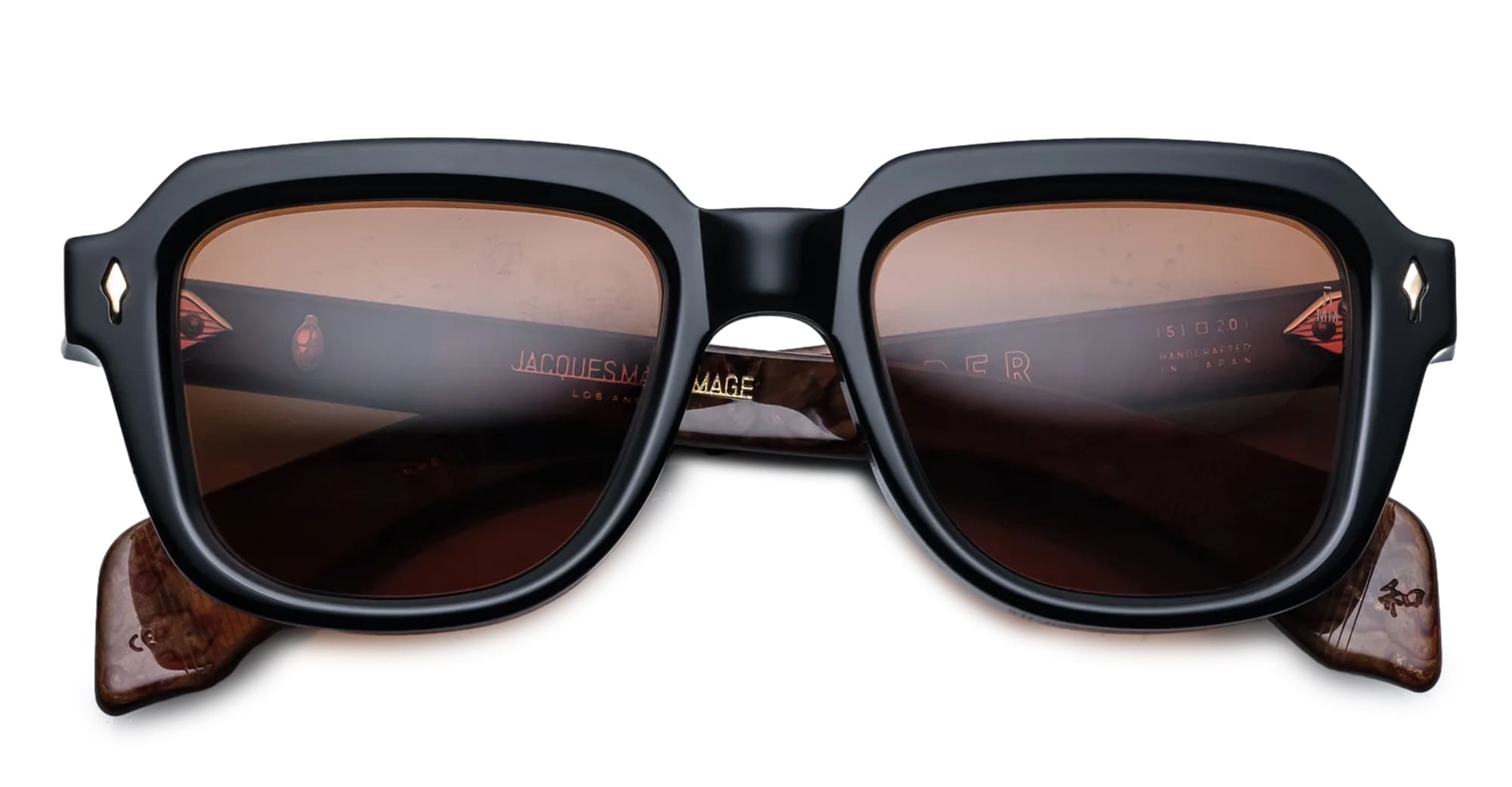 Ottica Mondello Roma - Jacques Marie Mage - JMMRT-10A - TAOS - NOIR X - Acetate - shape Squared - Black - EYEWEAR - SUNGLASSES - Uomo,Men - lens orange - Made In Japan