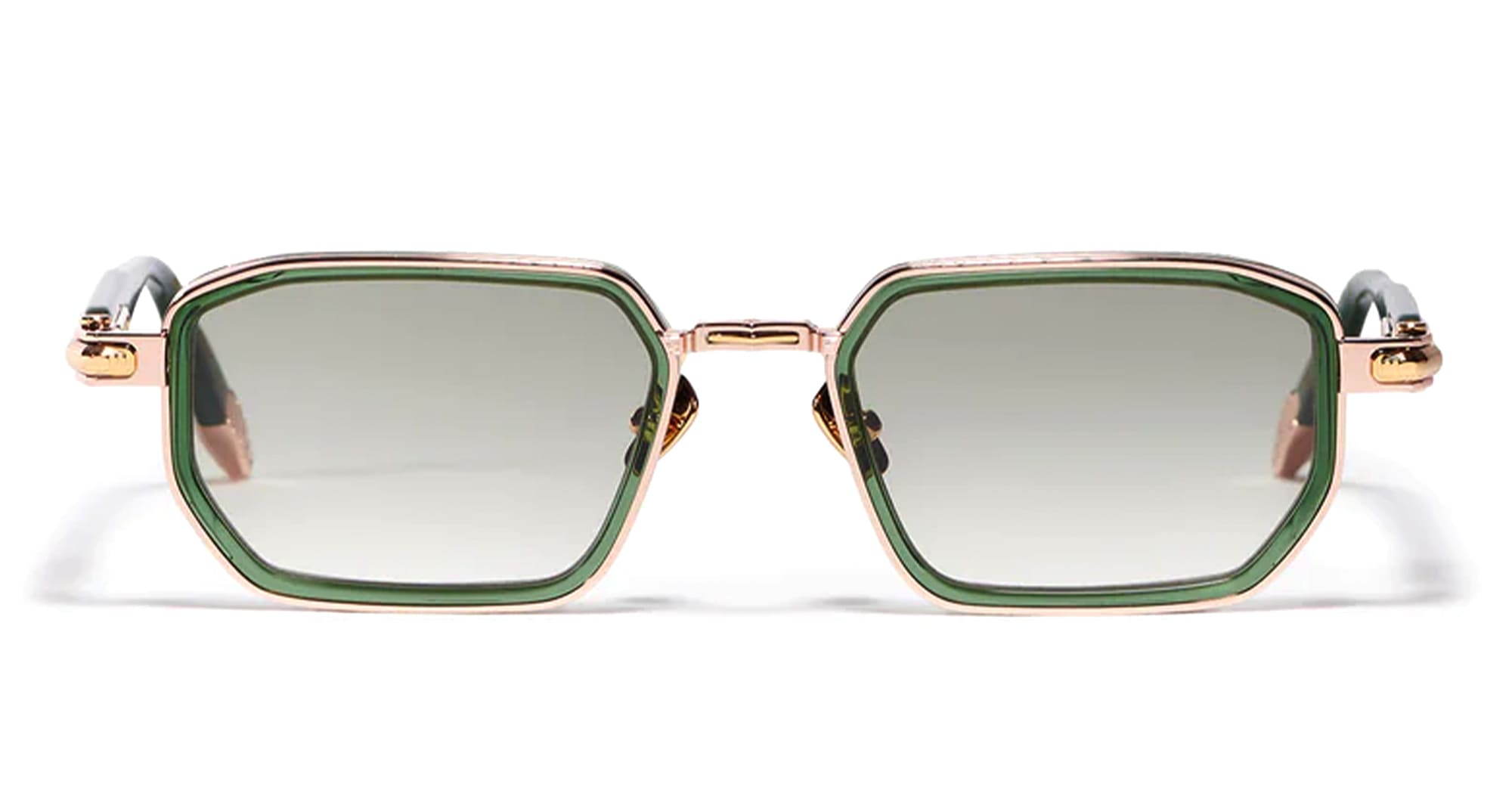 Ottica Mondello Roma - John Dalia - MILES-C432 - MILES - C432 Dark Green Translucid / Rose Gold - Metal - shape Rectangular - green, gold - EYEWEAR - SUNGLASSES - Unisex,Uomo,Donna,Women,Men - lens Gradient green - Made In France
