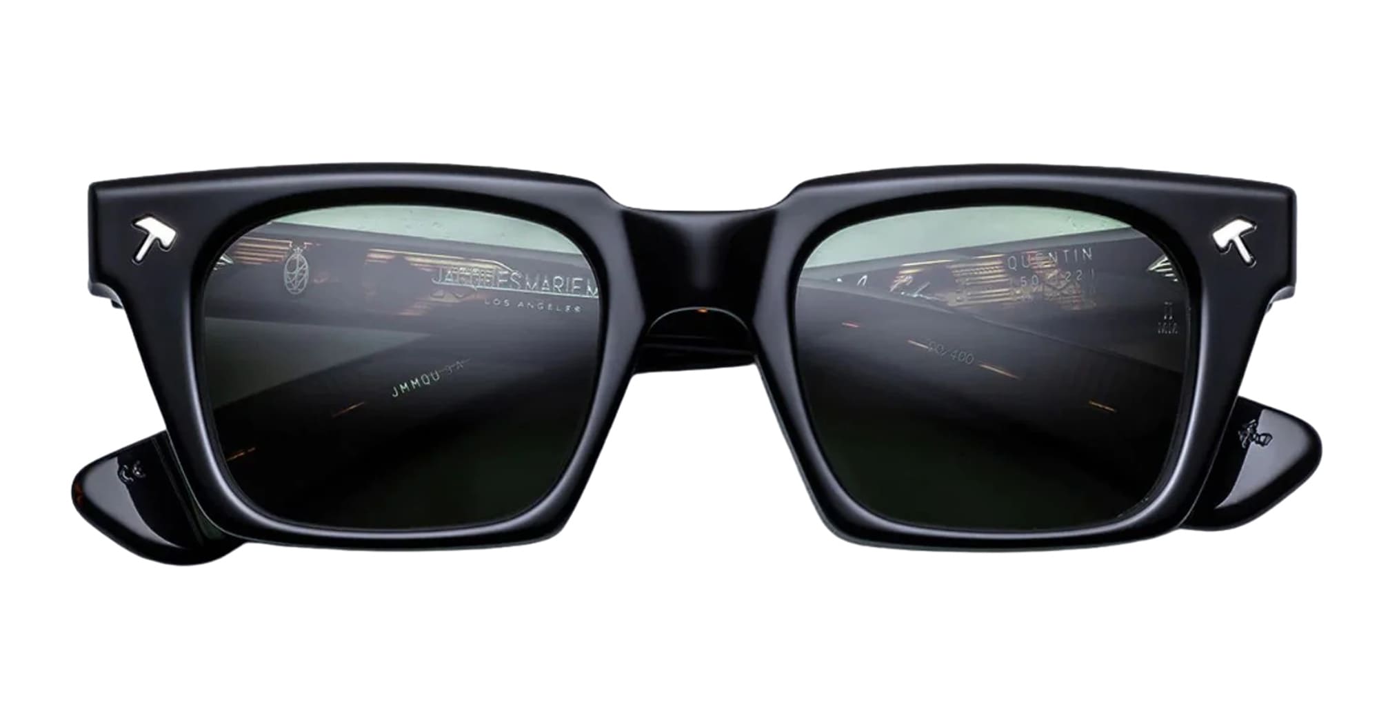 Ottica Mondello Roma - Jacques Marie Mage - JMMQU-9A - JOHNNY CASH BY JMM: QUENTIN - NOIR 9 - Acetate - shape Rectangular - Black - EYEWEAR - SUNGLASSES - Uomo,Men - lens Green - Made In Japan