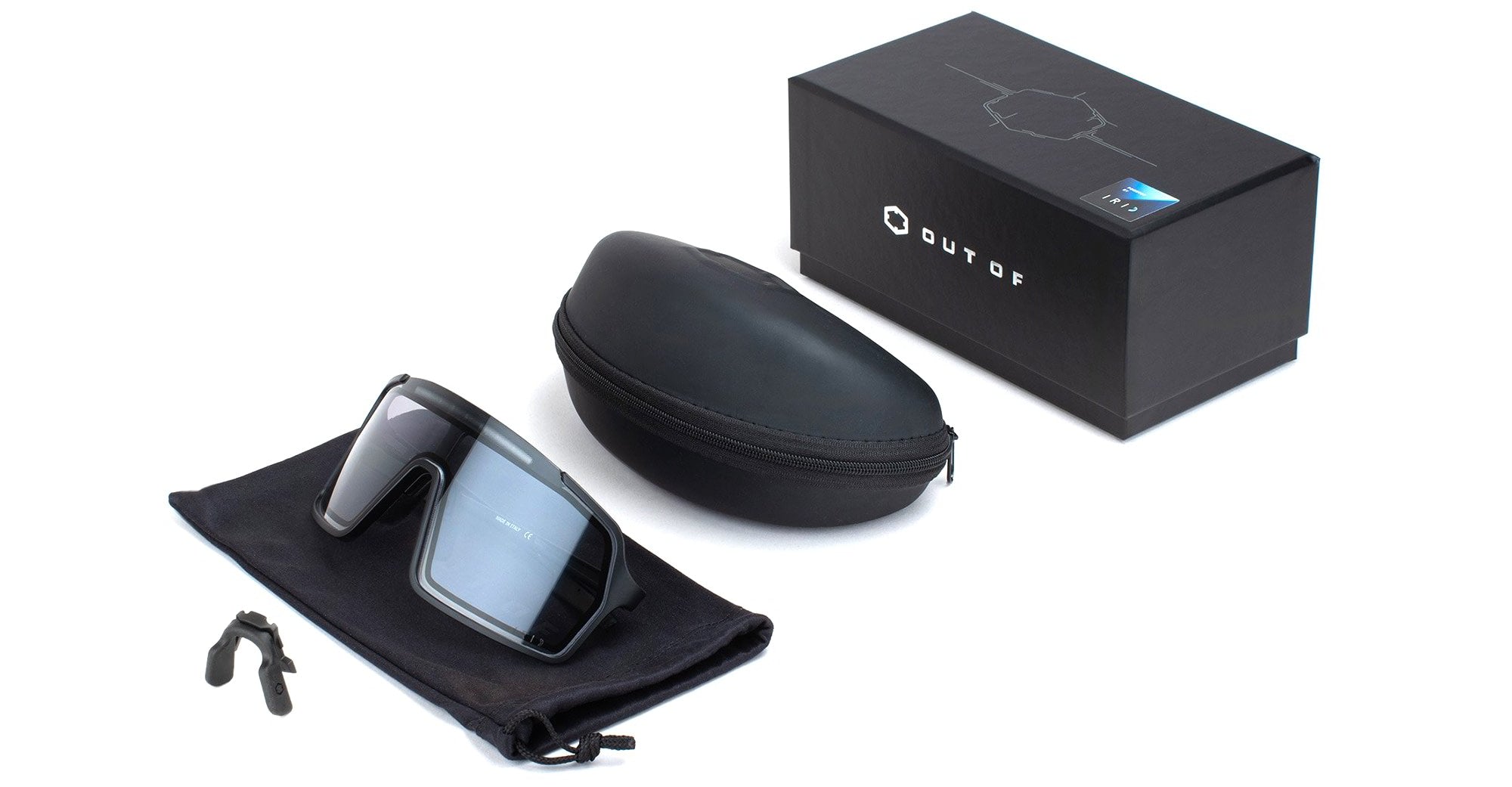 Ottica Mondello Roma - Out Of - XS145585L - Bot 3 - Black / White / IRID clear LARGE - Acetate - shape Mask - black, white - EYEWEAR - SUNGLASSES - Unisex,Uomo,Donna,Women,Men - lens Grey - Made In Italy