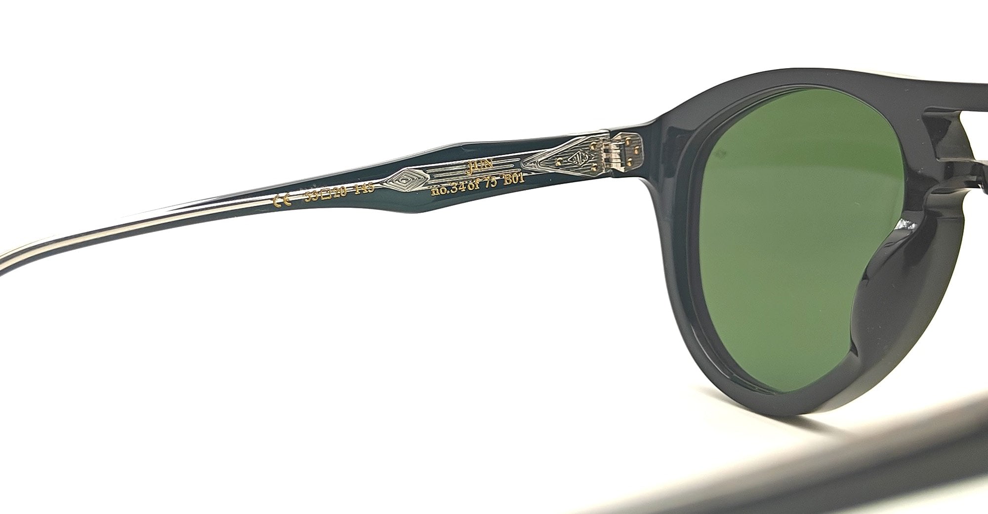 Ottica Mondello Roma - Daizo - A-AVR001e-B1-PG01 - JUN - BLACK / GREEN LENS - Acetate - shape Pilot - Black - EYEWEAR - SUNGLASSES - Unisex,Uomo,Donna,Women,Men - lens Green - Made In Japan