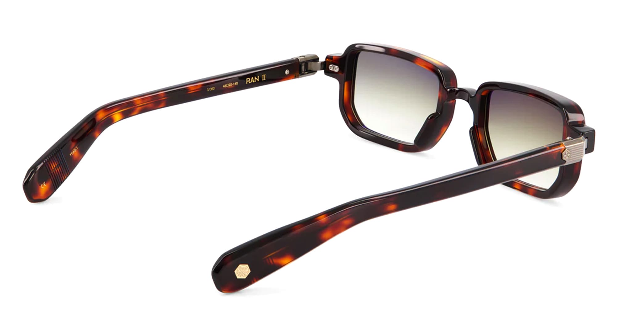 Ottica Mondello Roma - Sato - Ran-II-TT-AG-1 - RAN II - TOKYO TORTOISE / ANTIQUE GOLD - Acetate - shape Rectangular - Tortoise - EYEWEAR - SUNGLASSES - Unisex,Uomo,Donna,Women,Men - lens Gradient green - Made In Japan