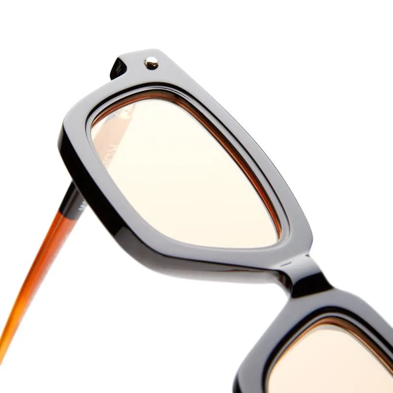 Ottica Mondello Roma - Kuboraum - KRSP25BT0000002R - MASK P25 BT - BLACK SHINE - Acetate - shape Rectangular - black, tortoise - EYEWEAR - SUNGLASSES - Unisex,Uomo,Donna,Women,Men - lens orange - Made In Italy