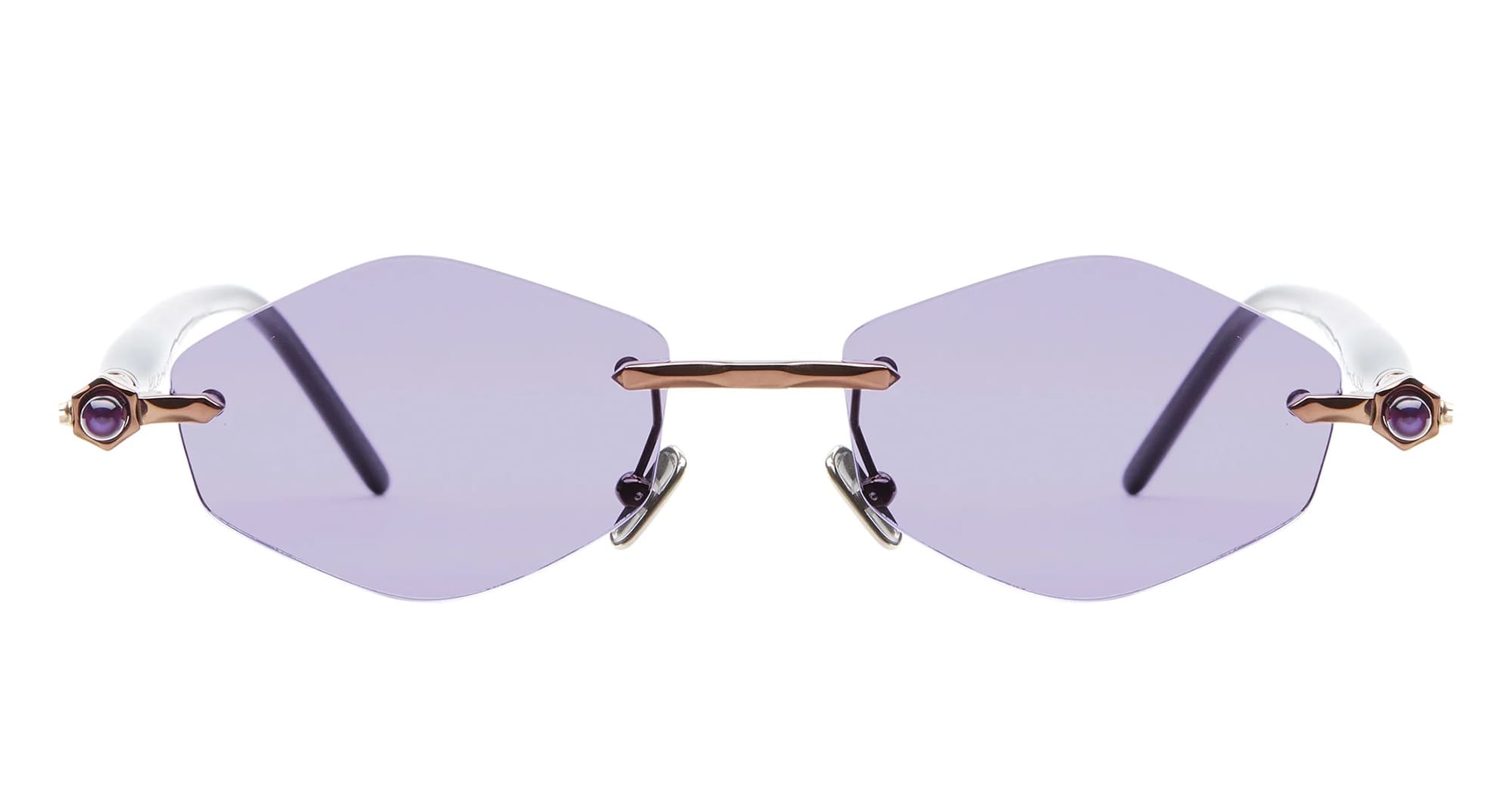 Ottica Mondello Roma - Kuboraum - KRSP60BZGB00004L - MASK P60 BZ GB - BRONZE - Acetate - shape Hexagonal - bronze brown - EYEWEAR - SUNGLASSES - Unisex,Uomo,Donna,Women,Men - lens violet - Made In Italy