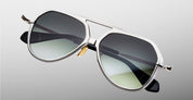 Ottica Mondello Roma - Jacques Marie Mage - JMMFW-S2 - MAXIME - HARLEM - Acetate, titanium - shape Aviator - silver, black - EYEWEAR - SUNGLASSES - Unisex,Uomo,Donna,Women,Men - lens Gradient green - Made In Japan