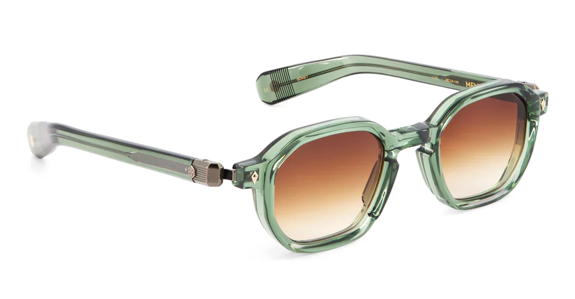 Ottica Mondello Roma - Sato - Menkar-GC-AG-1 - MENKAR - GREEN CRYSTAL / ANTIQUE GOLD - Acetate - shape Squared - green - EYEWEAR - SUNGLASSES - Unisex,Uomo,Donna,Women,Men - lens Gradient brown - Made In Japan