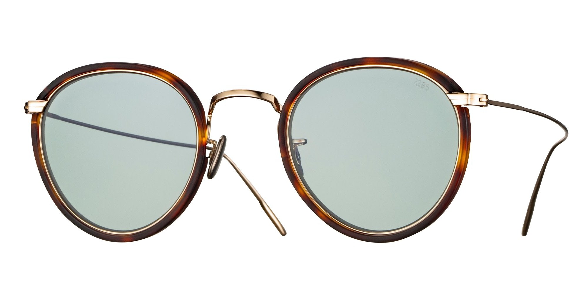  LIGHT GREEN LENS - Titanium - shape Round - tortoise, gold - EYEWEAR - SUNGLASSES - Unisex,Uomo,Donna,Women,Men - lens Green - Made In Japan