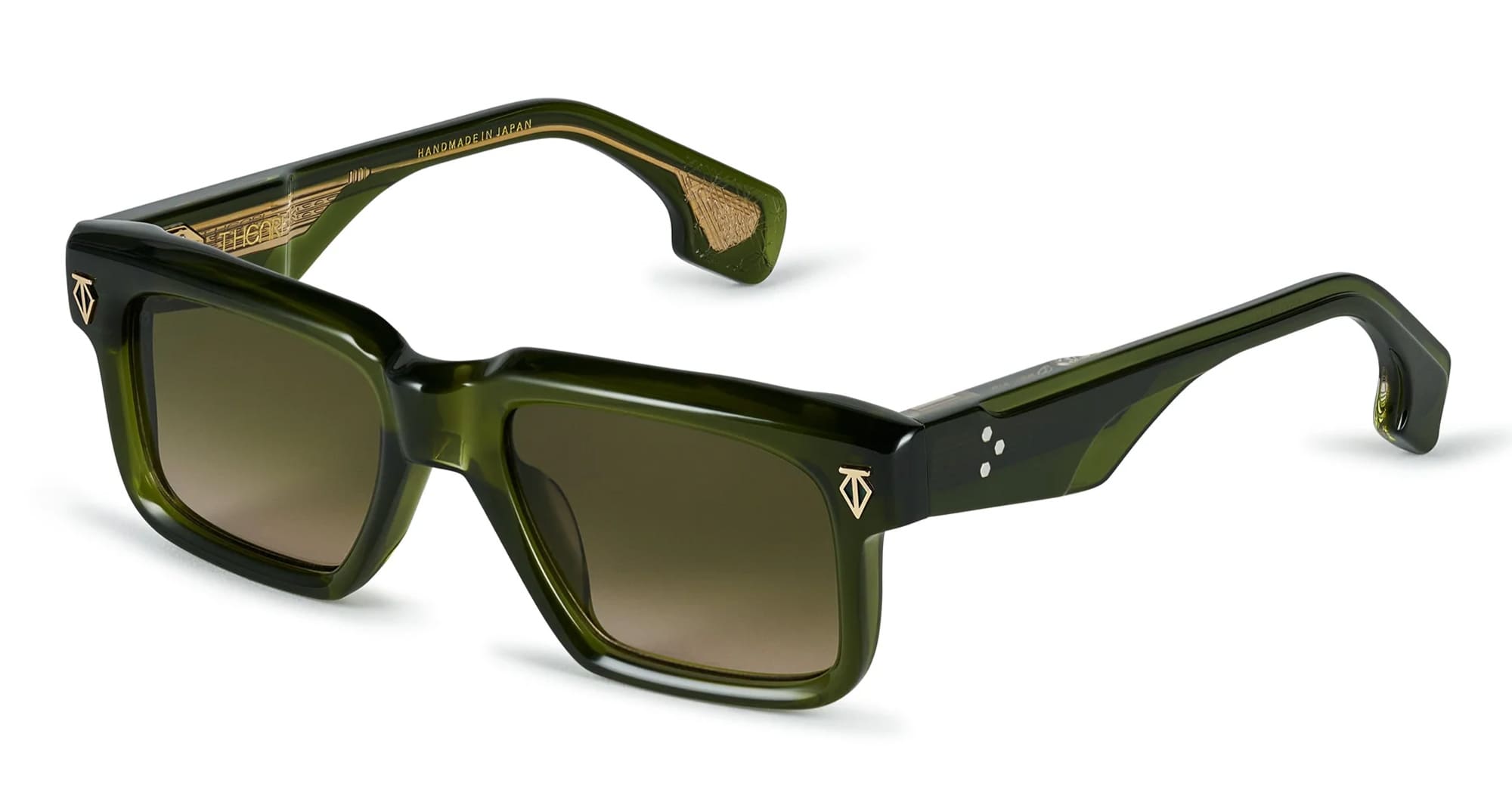 Ottica Mondello Roma - T HENRI - BEAT - BEL AIR - TREFOIL - Acetate - shape Rectangular - green - EYEWEAR - SUNGLASSES - Unisex,Uomo,Donna,Women,Men - lens Gradient green - Made In Japan