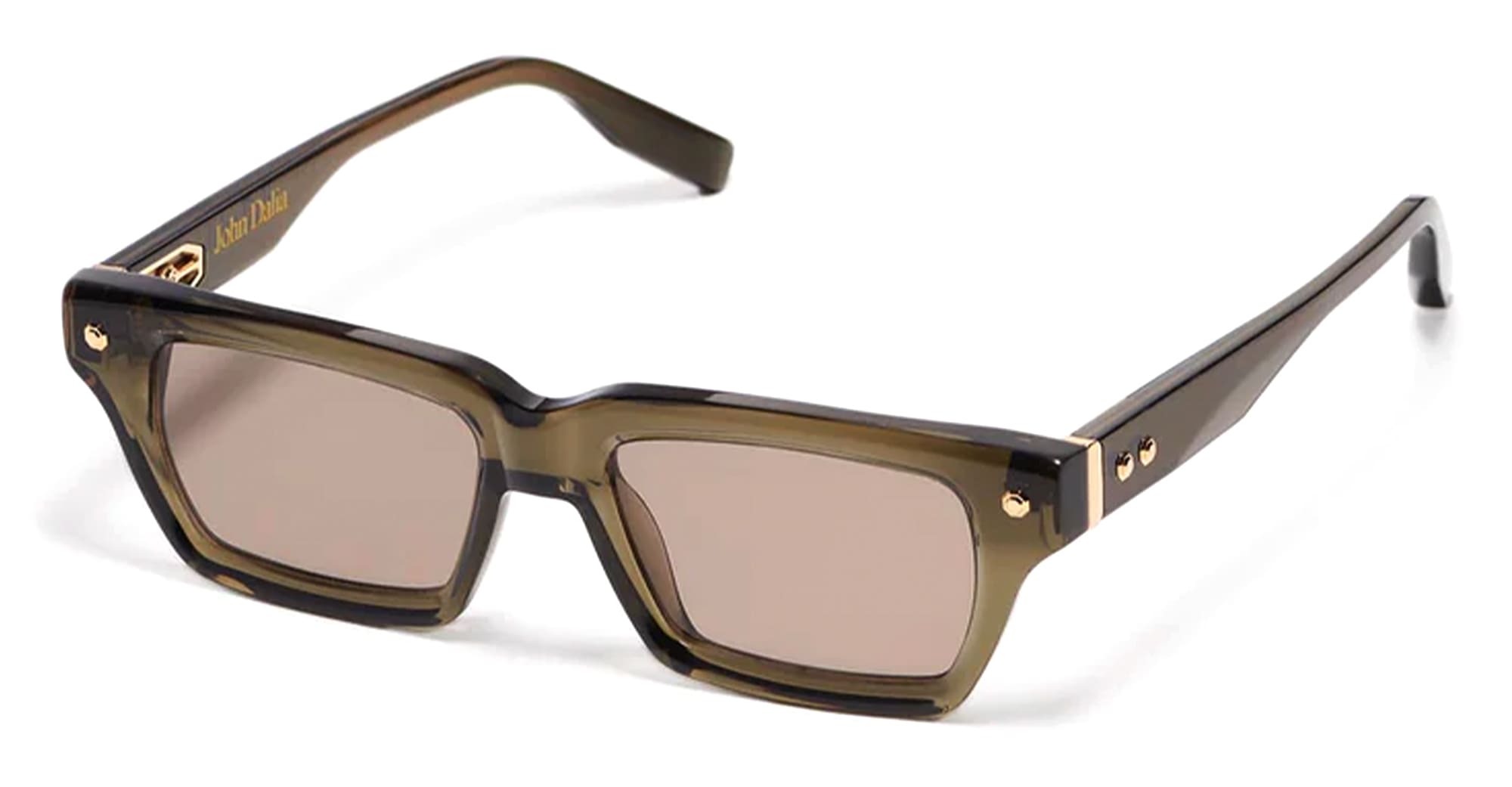 Ottica Mondello Roma - John Dalia - P04-C162 - PROJECT 04 C162 - Olive translucid / Yellow Gold - Acetate - shape Rectangular - green, gold - EYEWEAR - SUNGLASSES - Unisex,Uomo,Donna,Women,Men - lens Brown - Made In France