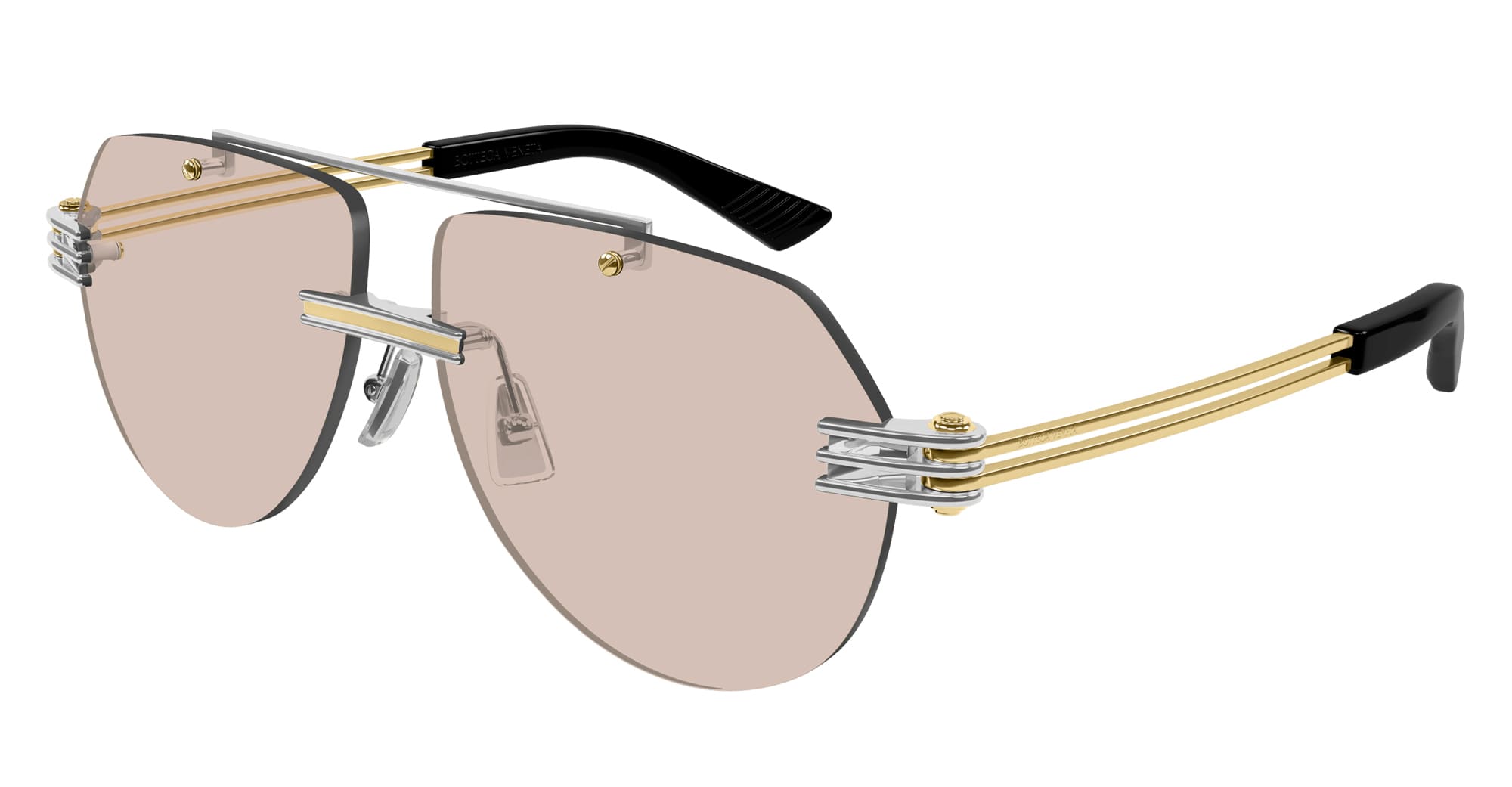 Ottica Mondello Roma - Bottega Veneta - BV1342S-002 - BV1342S-002 - SILVER - Metal - shape Aviator - Black - EYEWEAR - SUNGLASSES - Unisex,Uomo,Donna,Women,Men - lens Brown - Made In Japan